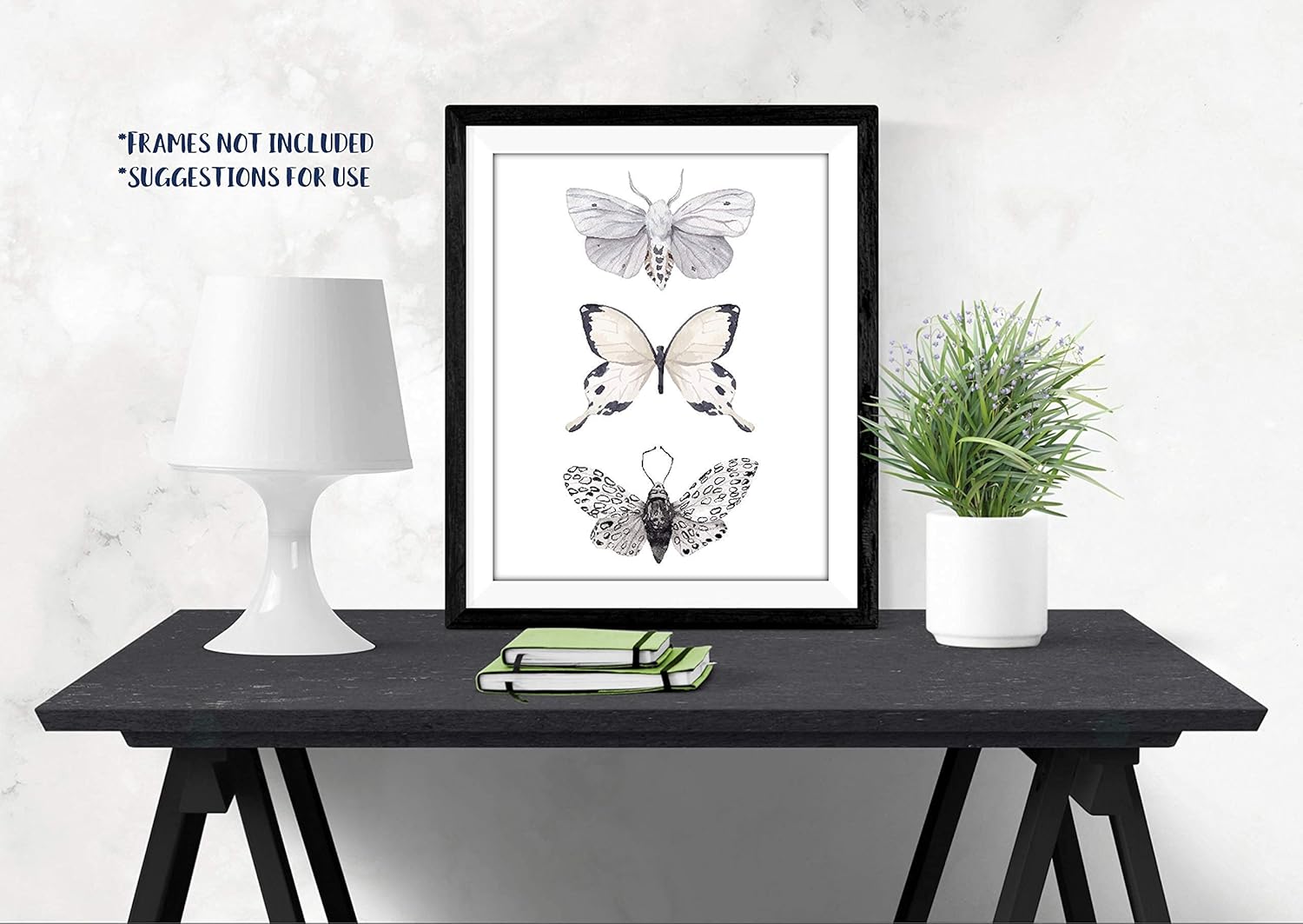 Butterfly Wall Art – Black & White Butterflies Decor – Watercolor Art Print – 11×14  Unframed Poster