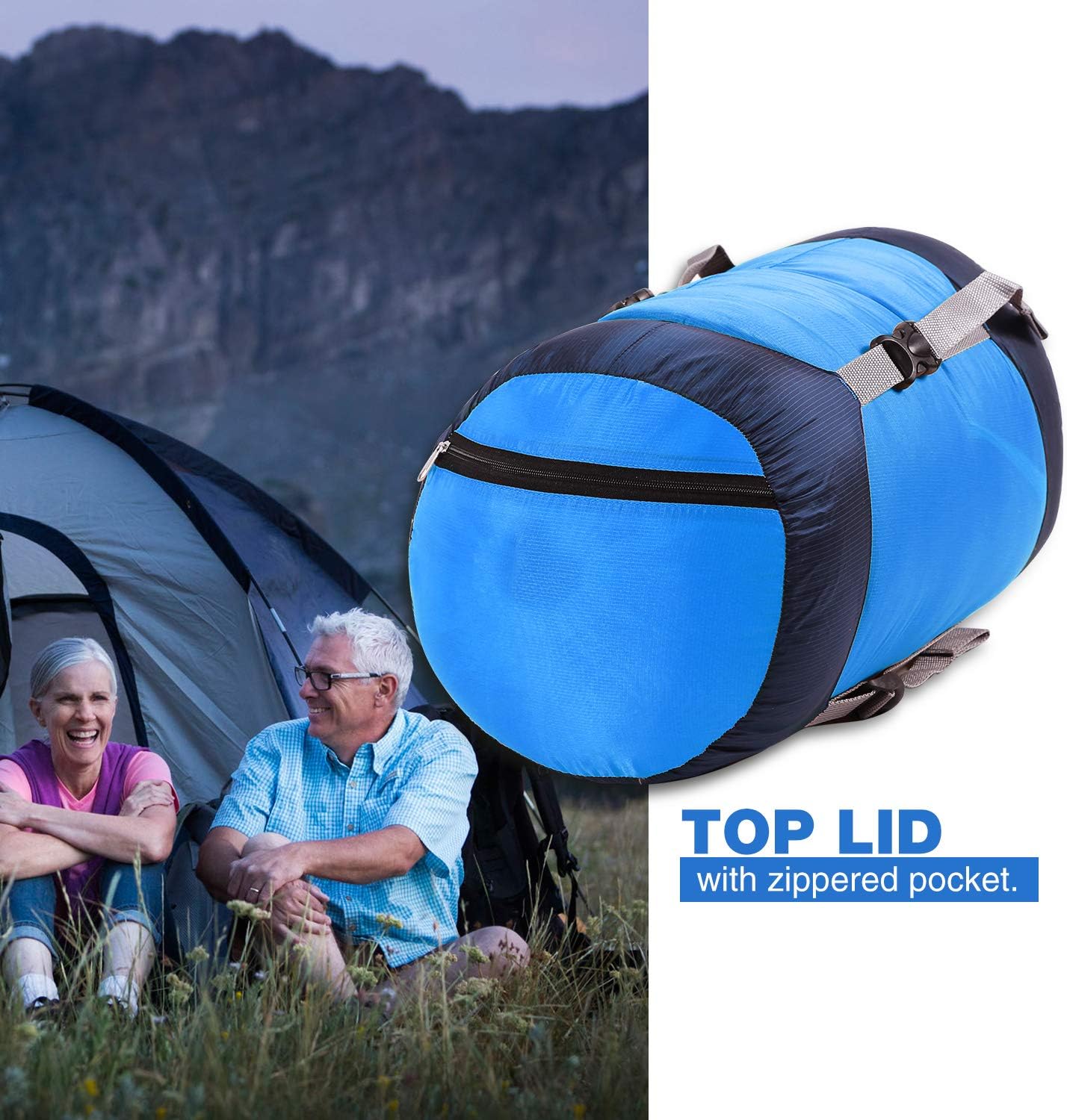 REDCAMP – Saco de compresión de nailon, 10L17L27L40L, bolsa de dormir ligera, ideal para mochileros, senderismo y campamento, azulamarilloverde