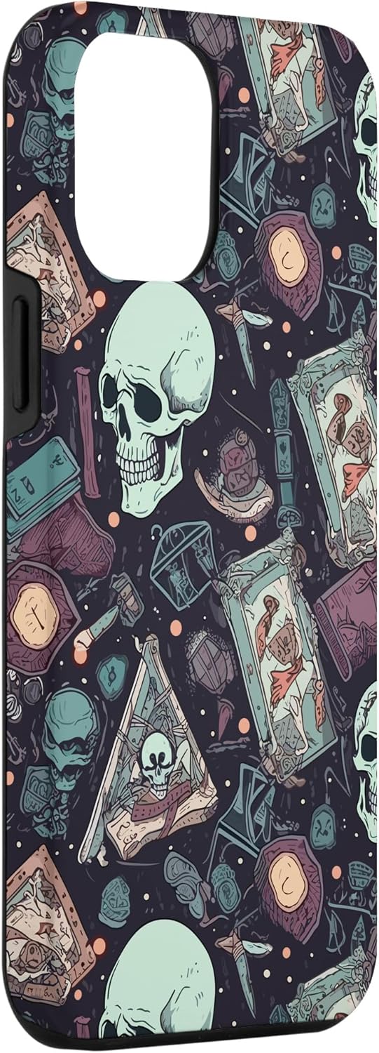 iPhone 13 Pro Max Eerie Tarot Tarjetas y Cristales Patrón Scary Cute Halloween Case