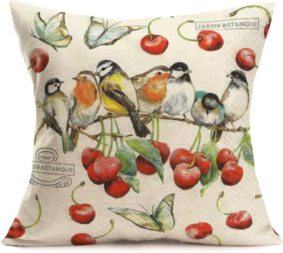 Juego de 2 fundas de almohada decorativas de estilo rústico con diseño de pájaro de animales y muérdago, para otoño, exteriores, mariposas,