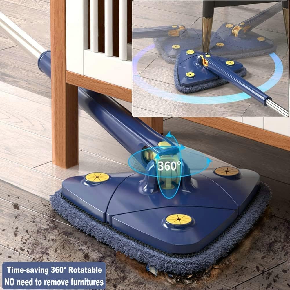 Cleangly – Trapeador giratorio triangular de 360, trapeador mágico de limpieza ajustable giratorio de 360, triángulo de trapeador brillante,