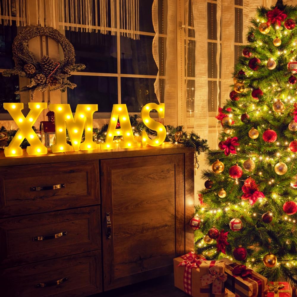 XIMISHOP Decoración de Navidad para interiores, 4 luces LED de marquesina iluminadas, luces de Navidad para Navidad, hogar, cocina, chimenea,