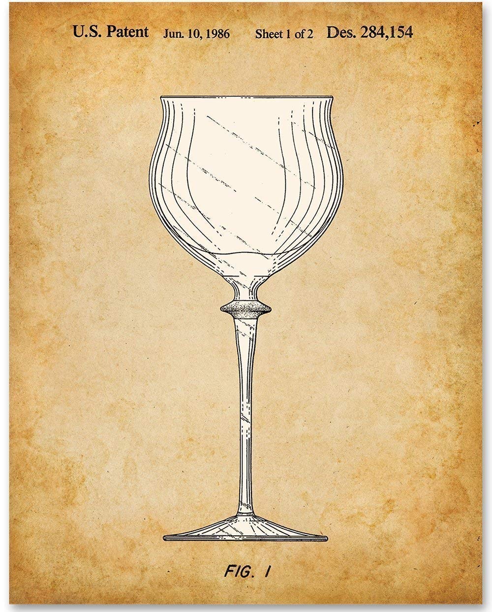 Wine Glass – 11×14 Unframed Patent Print – Makes a Great Winery, Wine Cellar or Home Bar Decor and Gift Under $15 for Wine Lovers