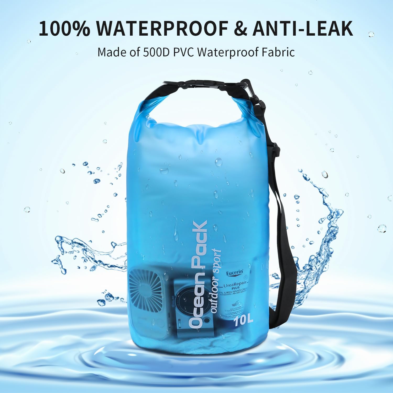 Bolsa seca impermeable para mujeres y hombres, bolsa de almacenamiento ligera y seca de 10 L15 L, saco flotante con funda impermeable para teléfono,