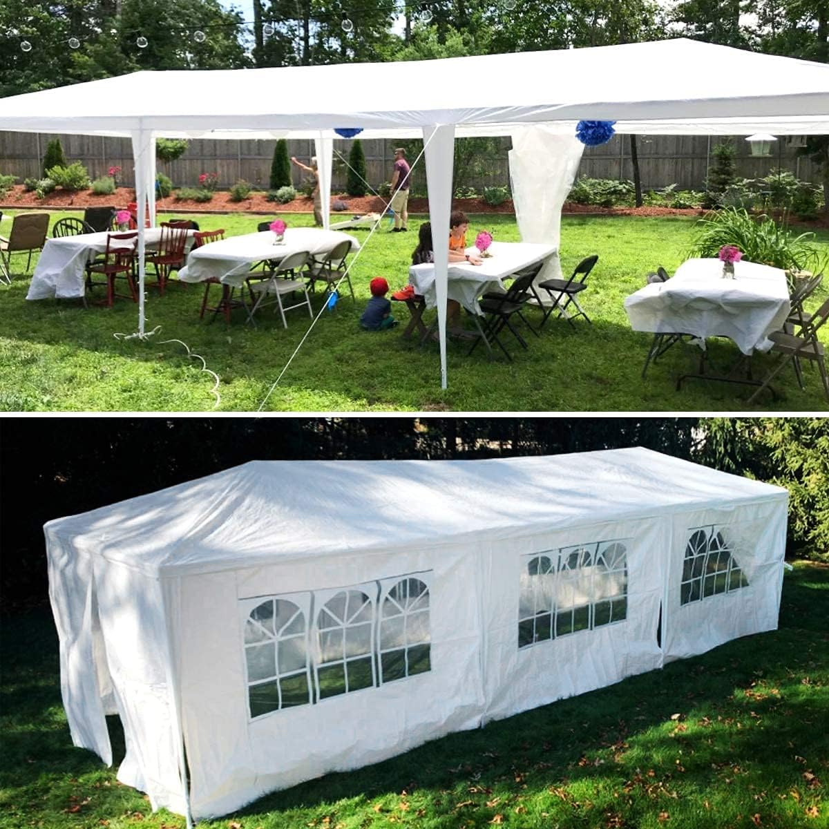 Meet perfect – Carpa de 10 pies x 30 pies  3.04 x 9.14 metros para exteriores, tienda de campaña de almacenamiento refugio pabellón a prueba de