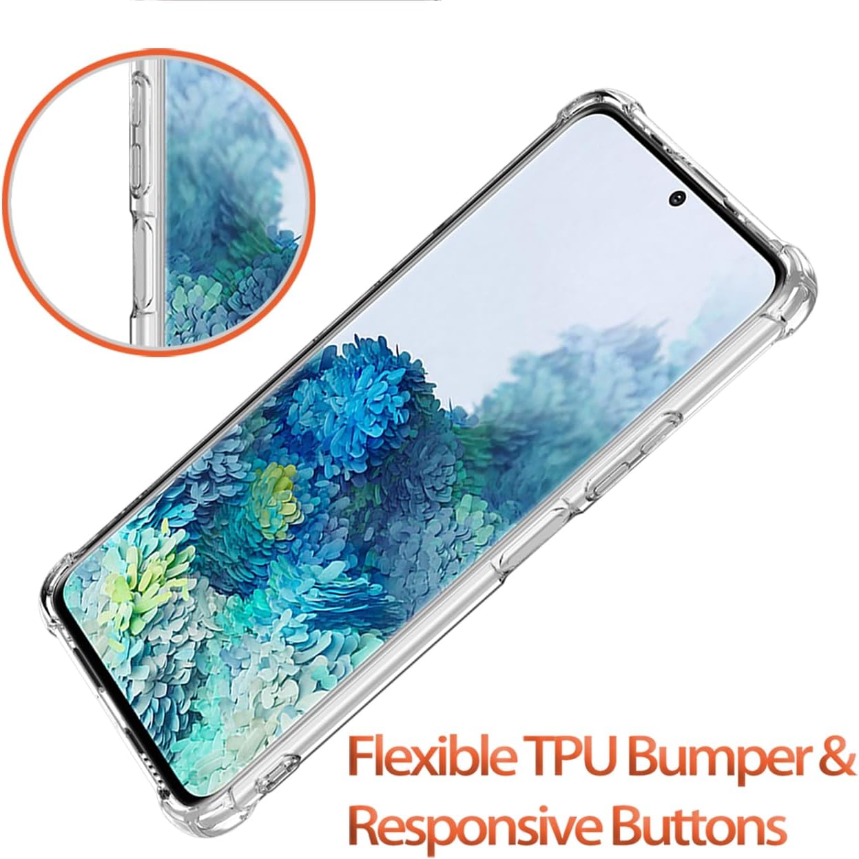 Funda para Galaxy S20 Plus, S20+ SM-G986U, transparente, con diseño de poliuretano termoplástico (TPU), absorción de impactos, diseño floral, diseño