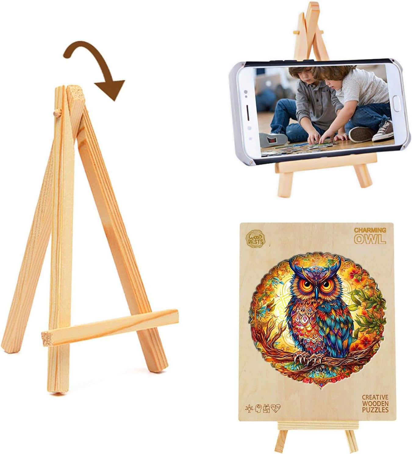 KAAYEE Rompecabezas de madera, encantador rompecabezas de búho, 14.2 x 14.2 pulgadas, 300 piezas, rompecabezas de forma única de animales, regalo