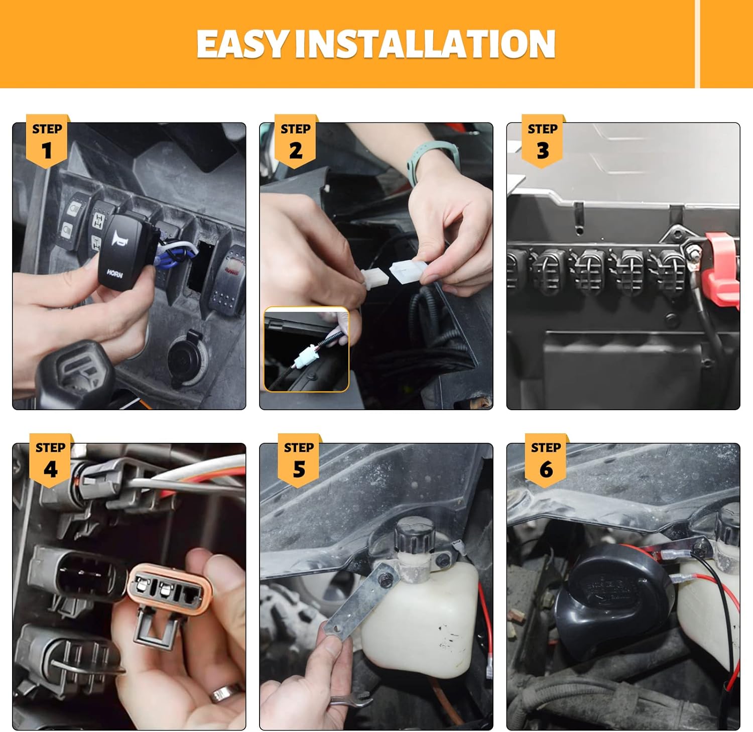 MAIKER Kit de bocina UTV, kit de bocina RZR de fácil instalación con interruptor basculante 12 V 510 Hz para Polaris RZR Ranger, PRO XP, Can Am,