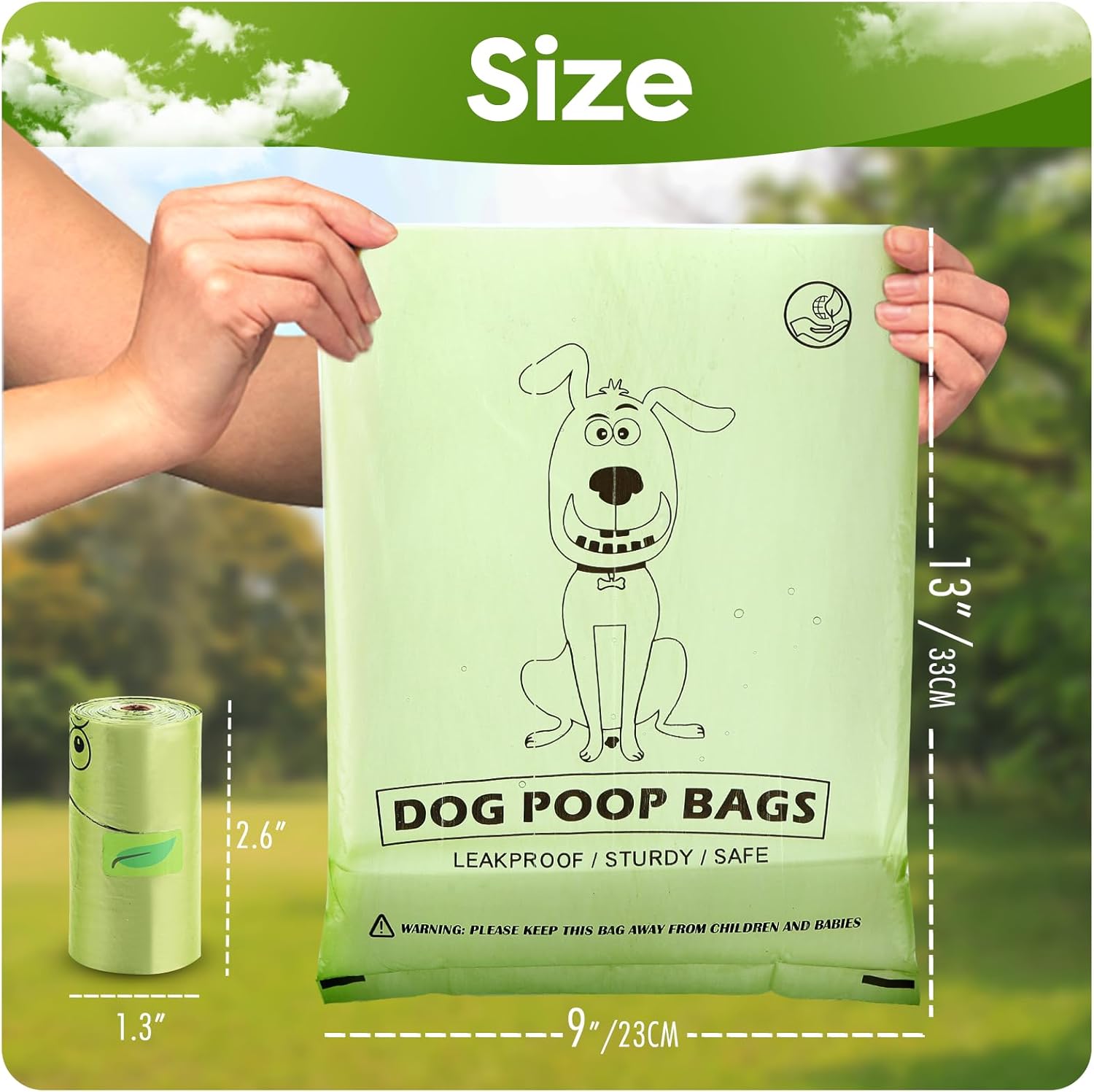 Bolsas para excrementos de perro con 16 rollos, bolsa de basura a prueba de fugas para perro, bolsas extra gruesas para cachorros, bolsas de