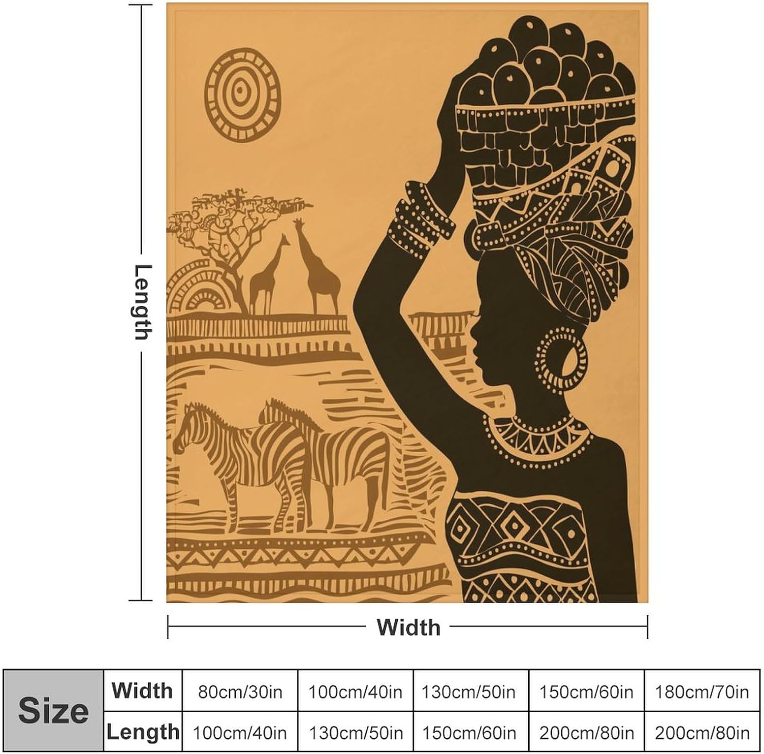 Manta de mujer afroamericana con animales salvajes de naturaleza y animales salvajes, para cama, sofá, sillón de doble cara, silla de oficina,