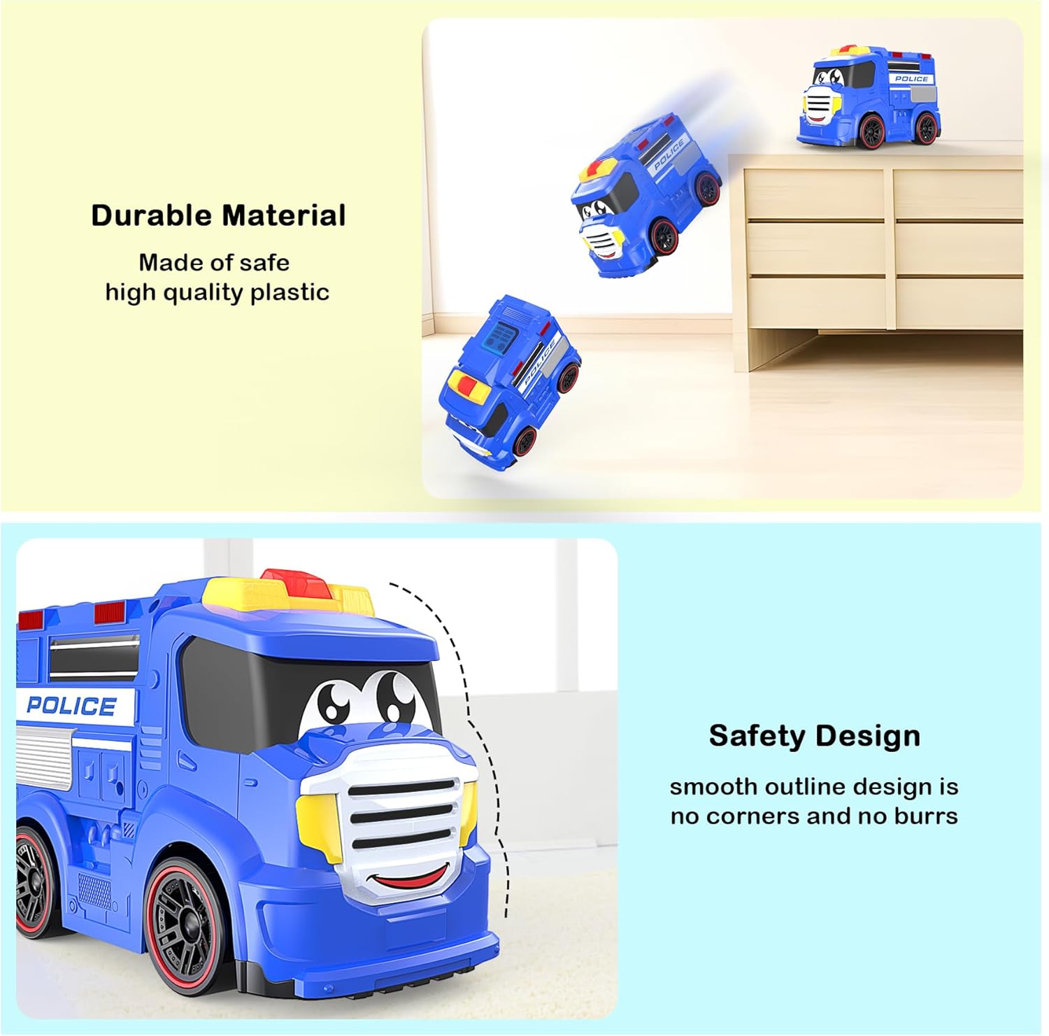 Auto a control remoto para niños pequeños, juguetes ideales para niños de 2 a 3 años, primer auto de policía a control remoto con sirenas y luces,