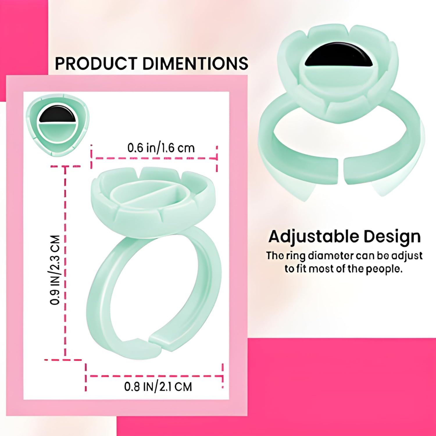 100 anillos de pegamento para extensiones de pestañas, suministros de extensiones de pestañas para abanicos de pestañas, ajustables, desechables y
