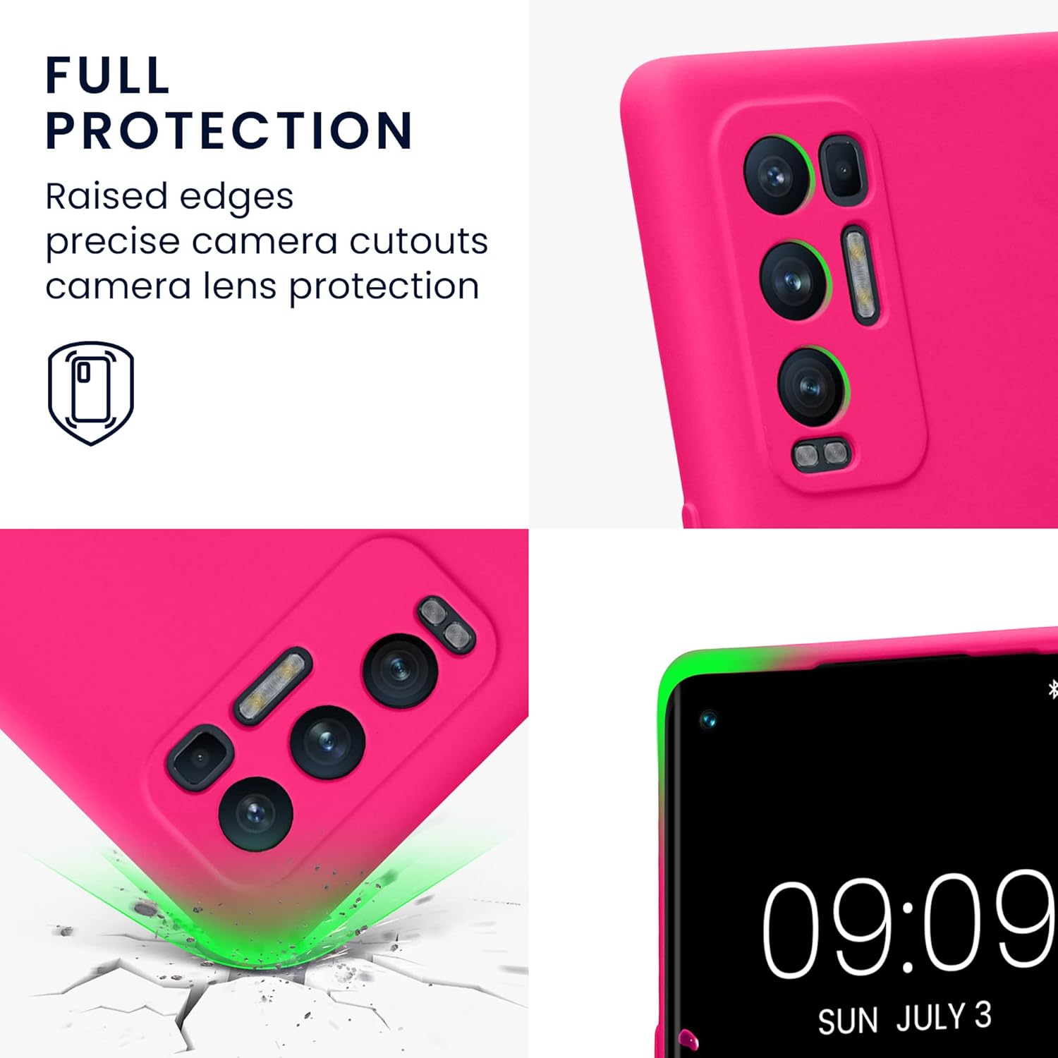kwmobile Funda compatible con Oppo Find X3 Neo – Funda protectora delgada de TPU con acabado mate suave – Rosa neón