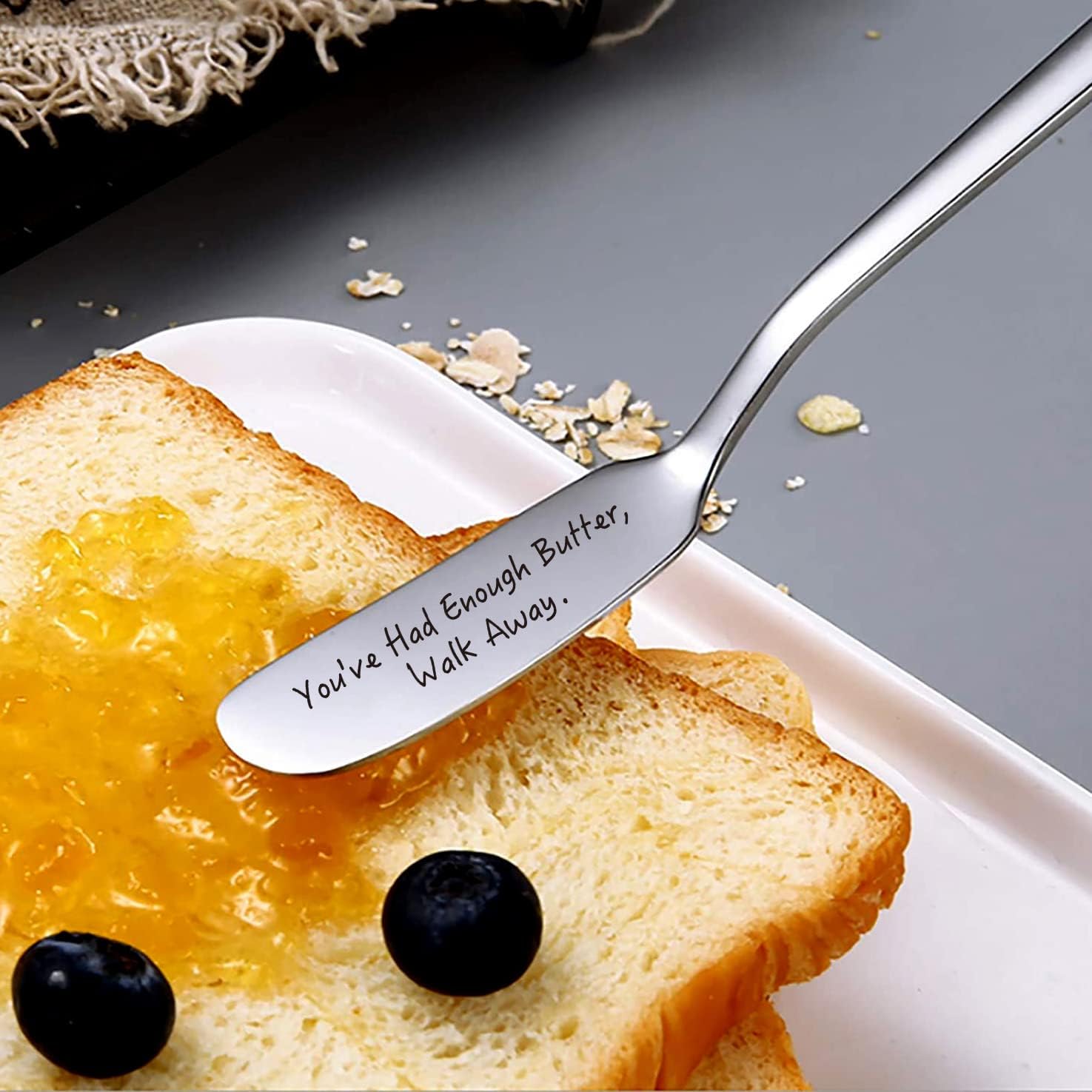 You’ve Had Enough Butter Walk Away Cuchillo de mantequilla de acero inoxidable, esparcidor de mantequilla para tostadas y pan, desayunadores, queso