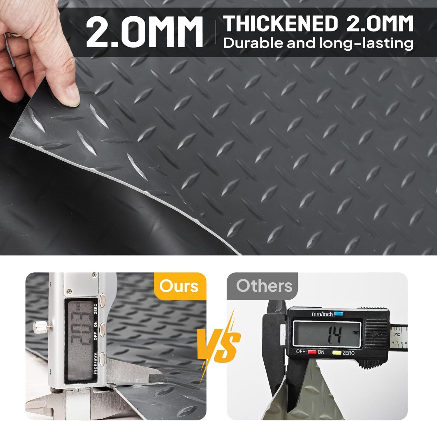 TUFFIOM Tapete de suelo de garaje de 7.5 x 17 pies, rollo de PVC con placa de diamante para estacionamiento debajo del automóvil, alfombrillas