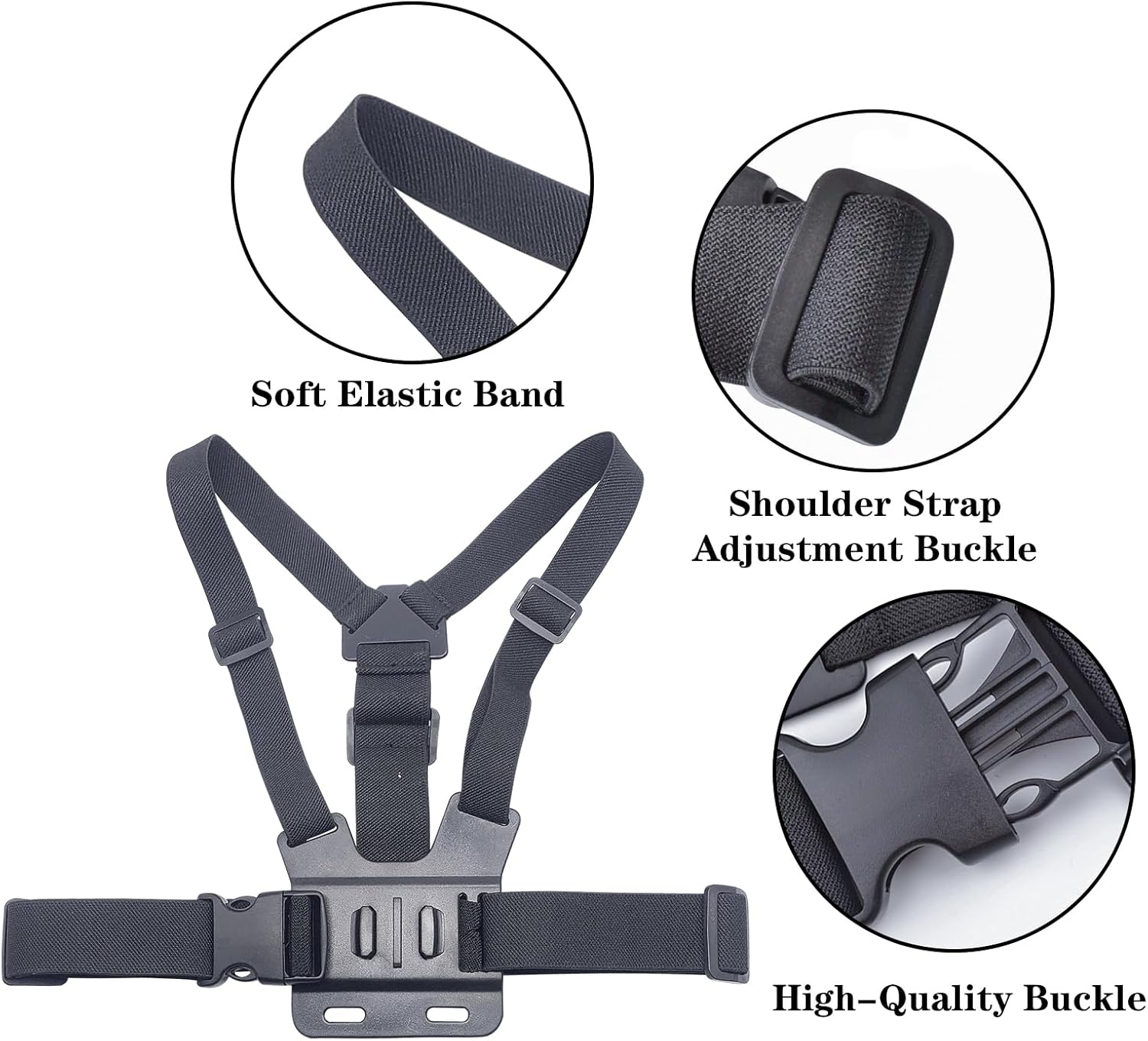 Soporte ajustable para arnés de correa de pecho para teléfono móvil, negro, compatible con iPhone, GoPro Hero, cámaras de acción DJI Osmo