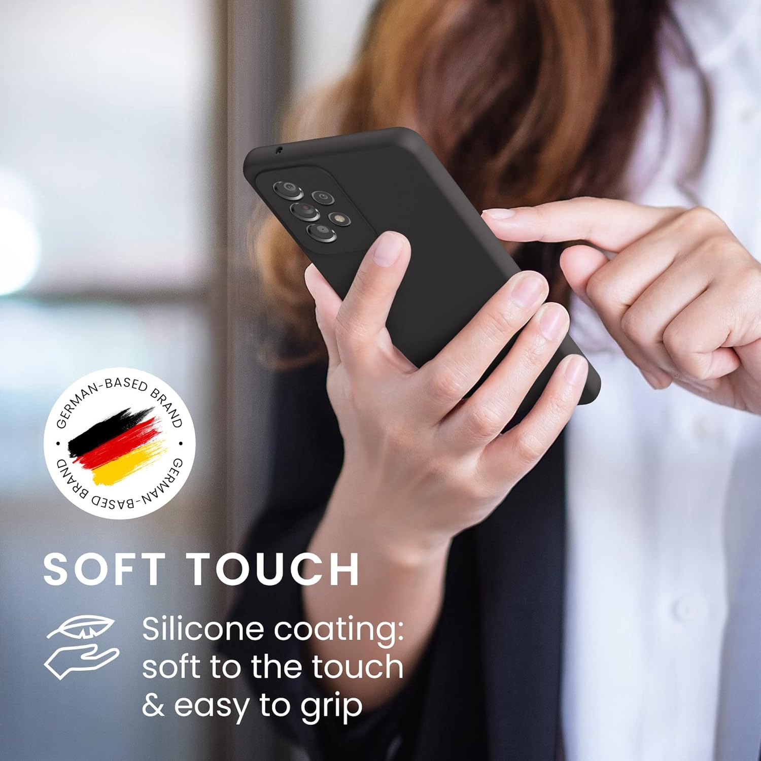 kwmobile Funda compatible con Samsung Galaxy A53 5G – Funda de silicona TPU con acabado suave – Negro mate