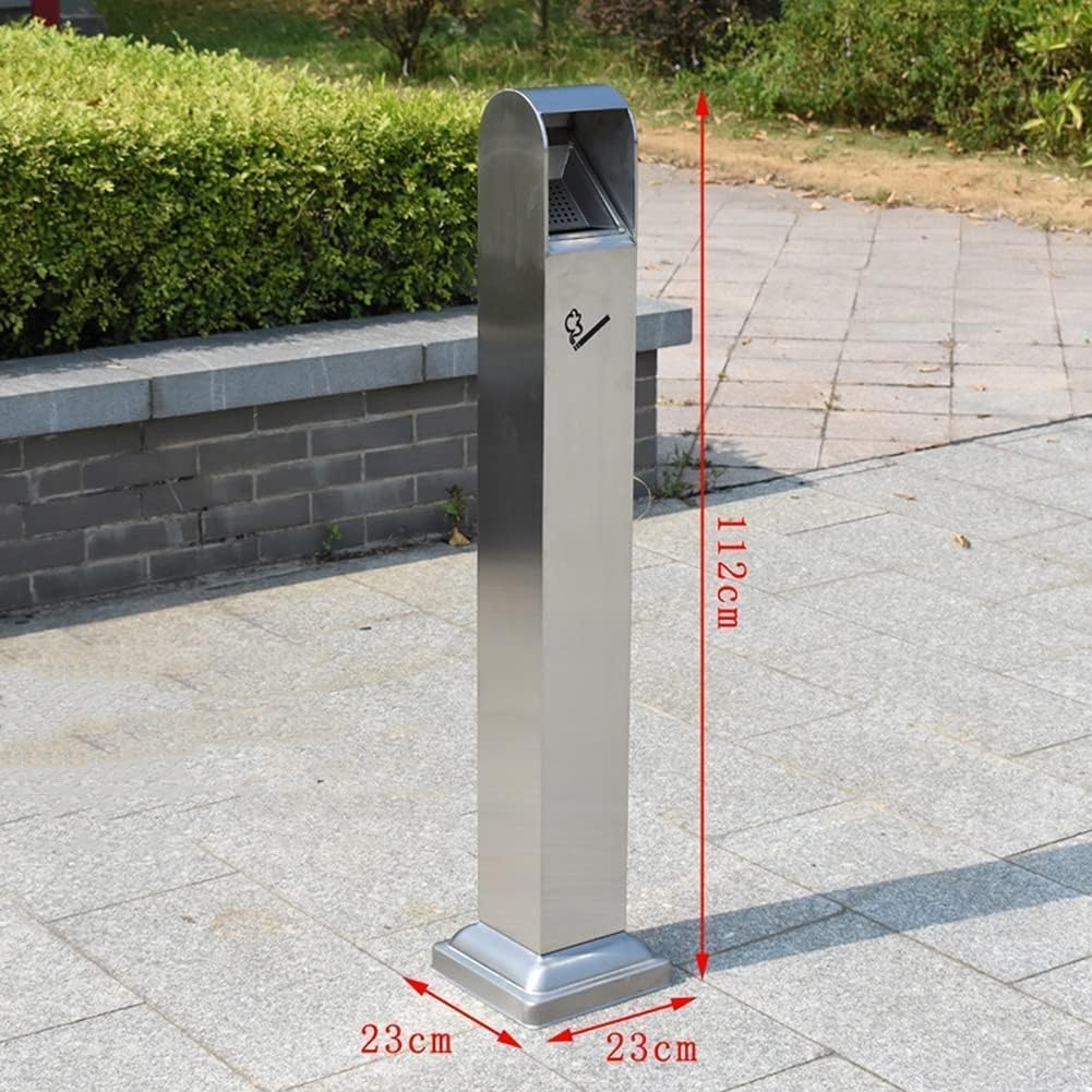 Bote de basura Cenicero de piso de acero inoxidable, resistente al viento, colector de cenizas para interiores y exteriores, cenicero vertical