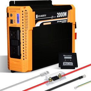 ECO-WORTHY Inversor solar de onda sinusoidal pura de 2000 W, convertidor de 12 V CC a 120 V CA para el hogar, caravana, camioneta. Puerto USB dual ECO-WORTHY Inversor solar de onda sinusoidal pura de 2000 W, convertidor de 12 V CC a 120 V CA para el hogar, caravana, camioneta. Puerto USB dual