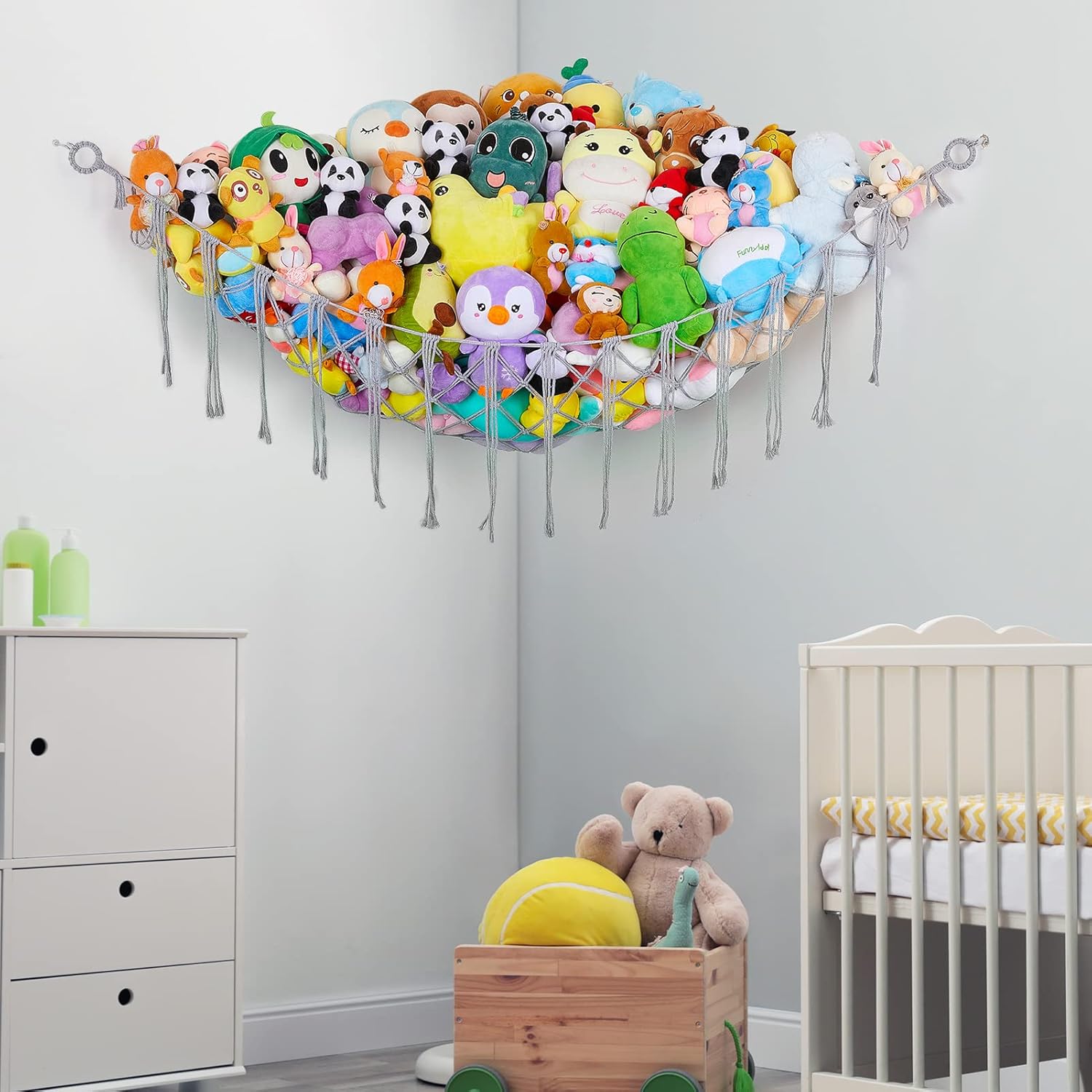 Unicorn Castle Hamaca de animales de peluche, organizador de almacenamiento de juguetes, soporte de juguetes de almacenamiento de animales de