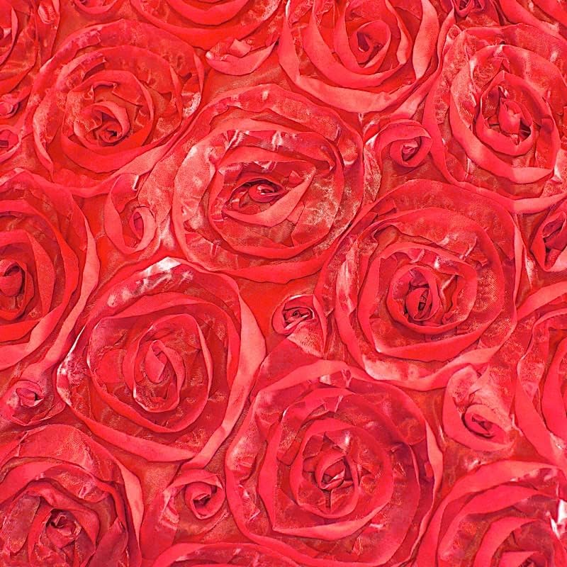BalsaCircle Mantel redondo con rosetas elevadas de satén rojo de 120 pulgadas, para bodas, fiestas, comedor