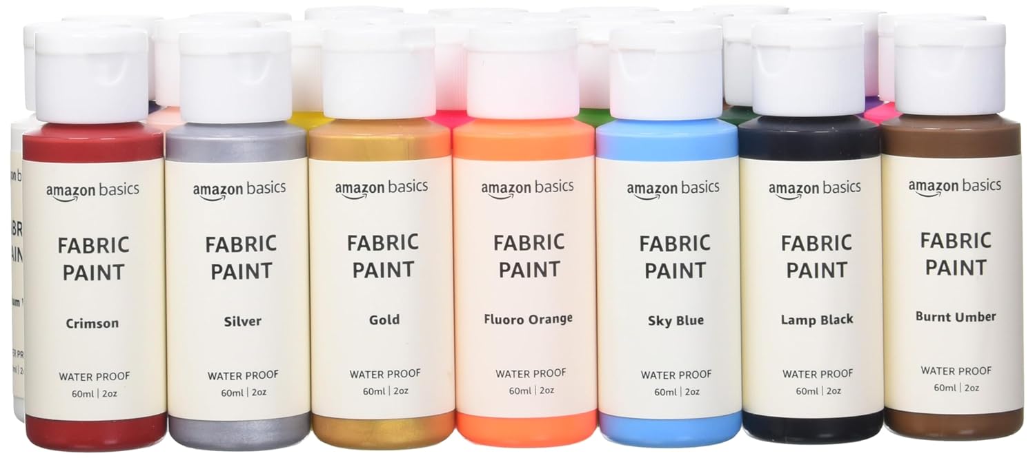 Tienda Basics Botellas de pintura de tela permanente, 24 colores