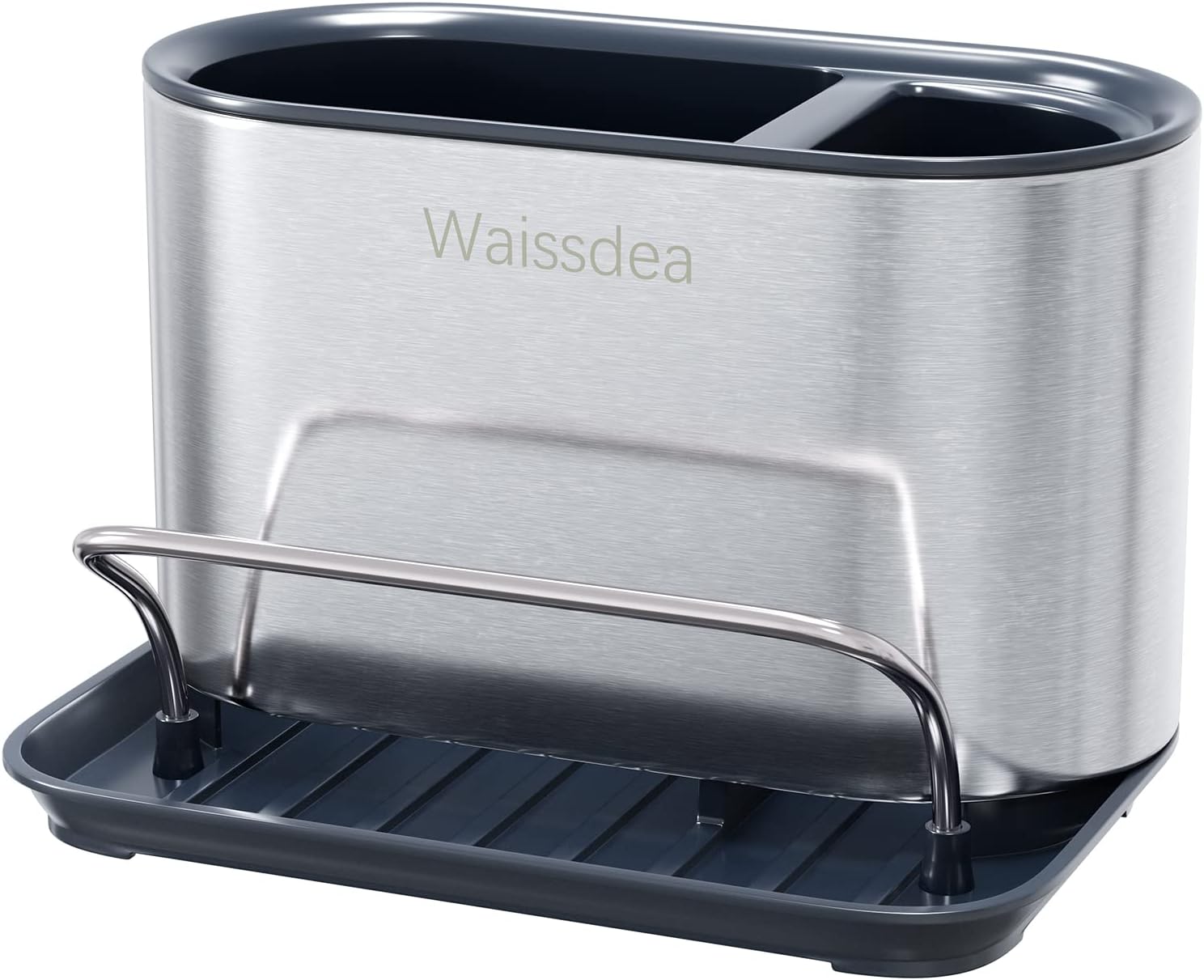 Dispensador de jabón para fregadero de cocina, organizador de fregadero de cocina, soporte de esponja de acero inoxidable, fácil de limpiar, bandeja