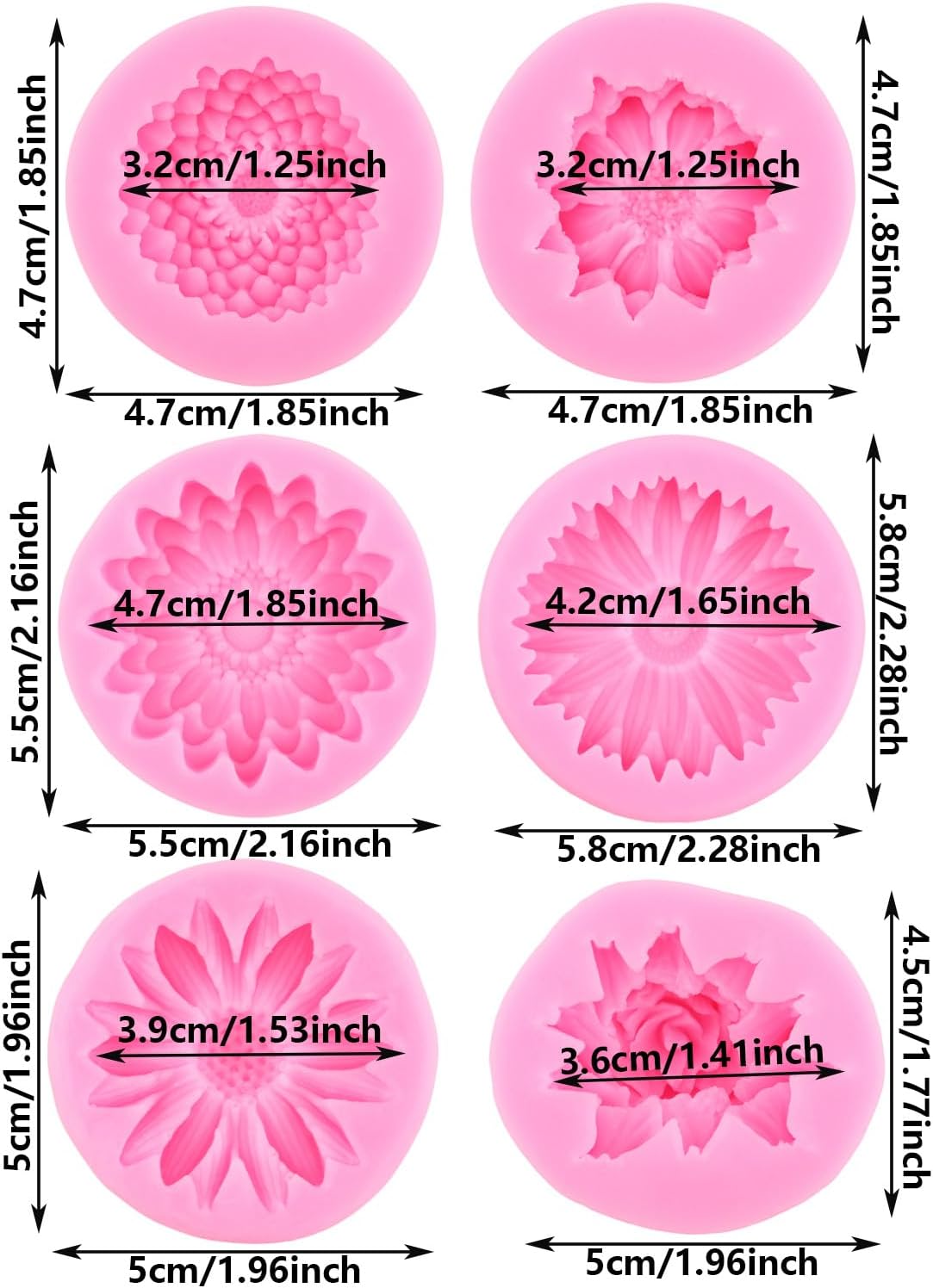 ZiXiang Moldes de silicona para pastel de fondant, molde de silicona para crisantemo, para decoración de pasteles de flores, decoración de cupcakes,