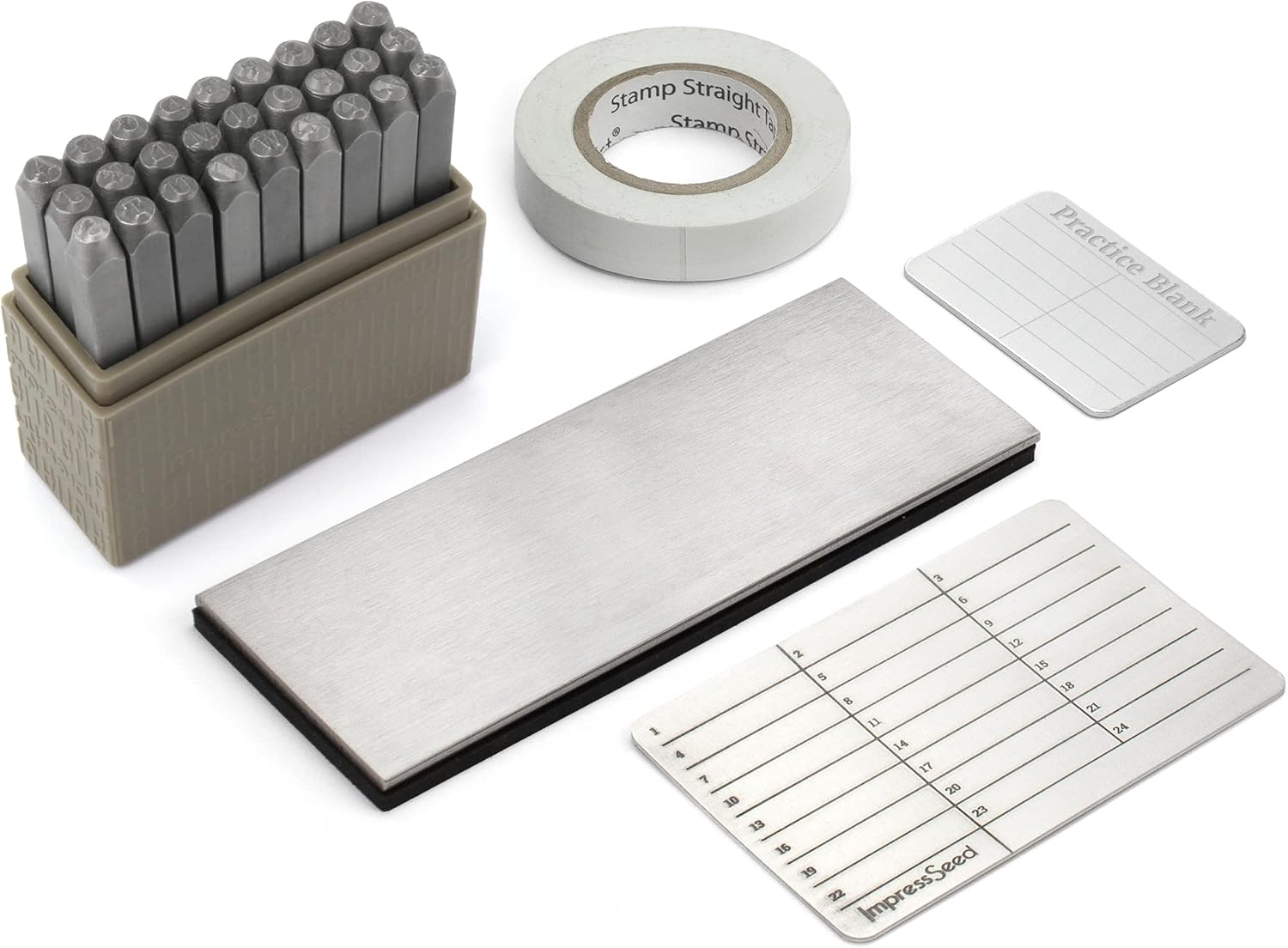 ImpressSeed – Kit de almacenamiento de semillas criptográficas, con placa de semillas de metal plateado (aluminio)