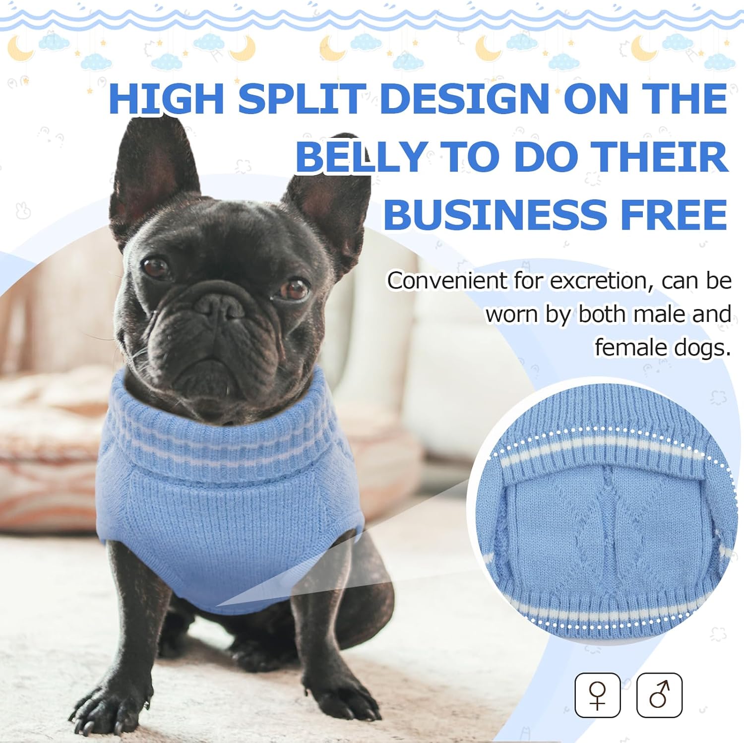 ROZKITCH Suéter para perro, suéter de punto para clima frío para otoño e invierno, suéter de cuello alto para perro, ropa clásica gruesa y cálida