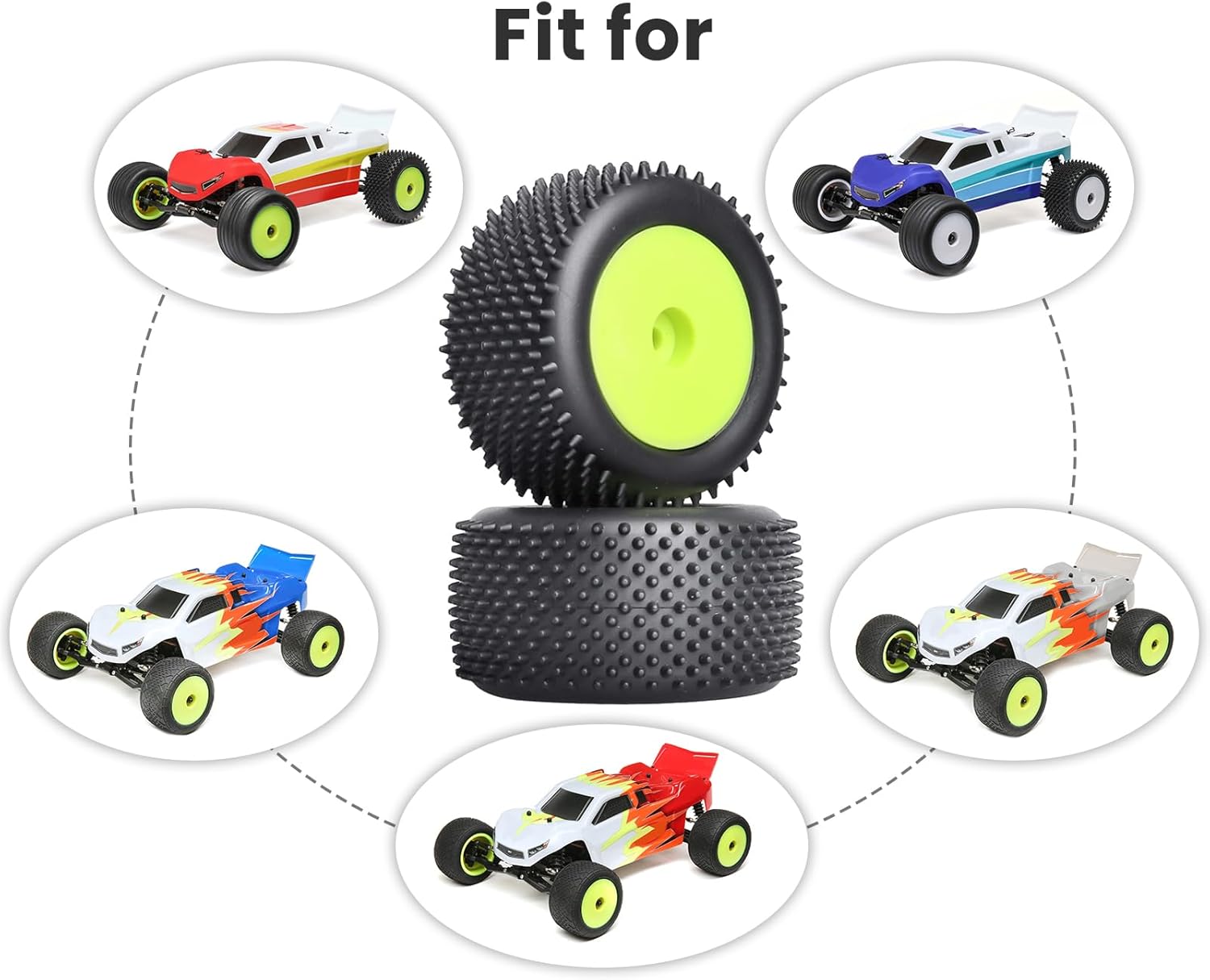 118 RC Buggy neumáticos traseros y ruedas para Wltoys 184011 A959 HSP 94815 94810 HPI Losi Mini T 2.0 118th Rail Buggy modelo, 2 unidades (verde)