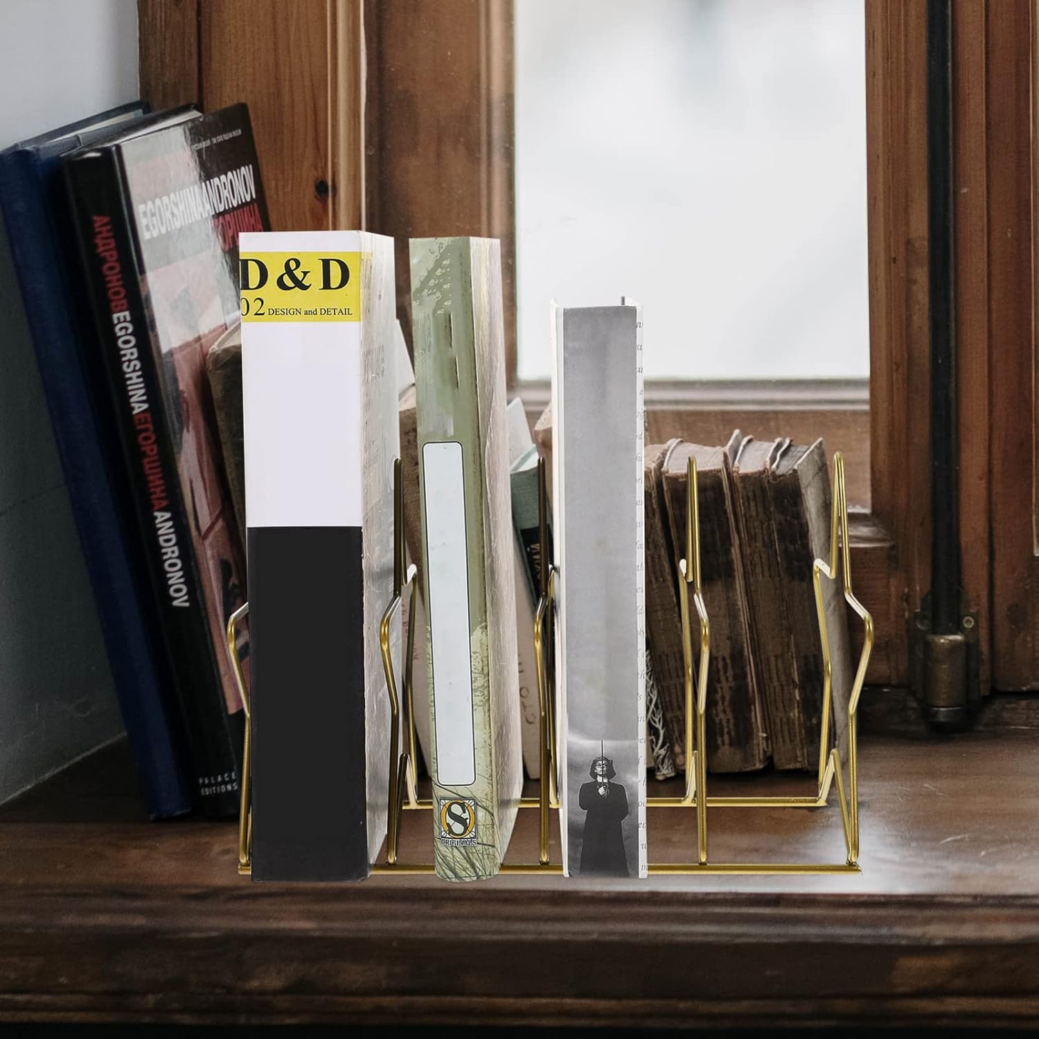 Zerodeko Soporte de estante organizador de escritorio para discos de vinilo, soporte de almacenamiento de archivos de revista en forma de estrella,