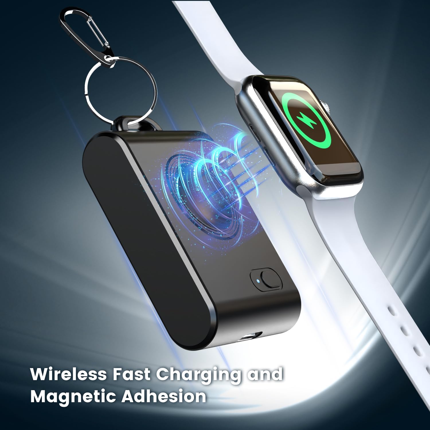 Cargador inalámbrico portátil para Apple Watch, llavero inteligente de 2000 mAh, cargador de batería mini Power Emergency Pod Compact Magnetic