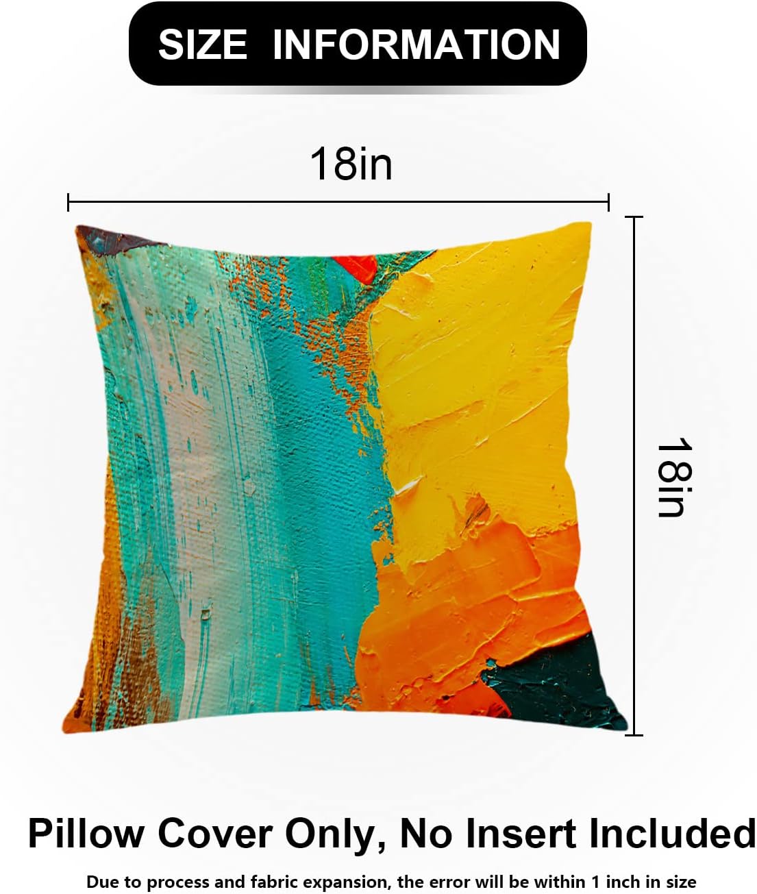 Shrahala Juego de 2 fundas de almohada decorativas con pintura al óleo moderna de color verde y azul, funda de almohada cuadrada abstracta amarilla
