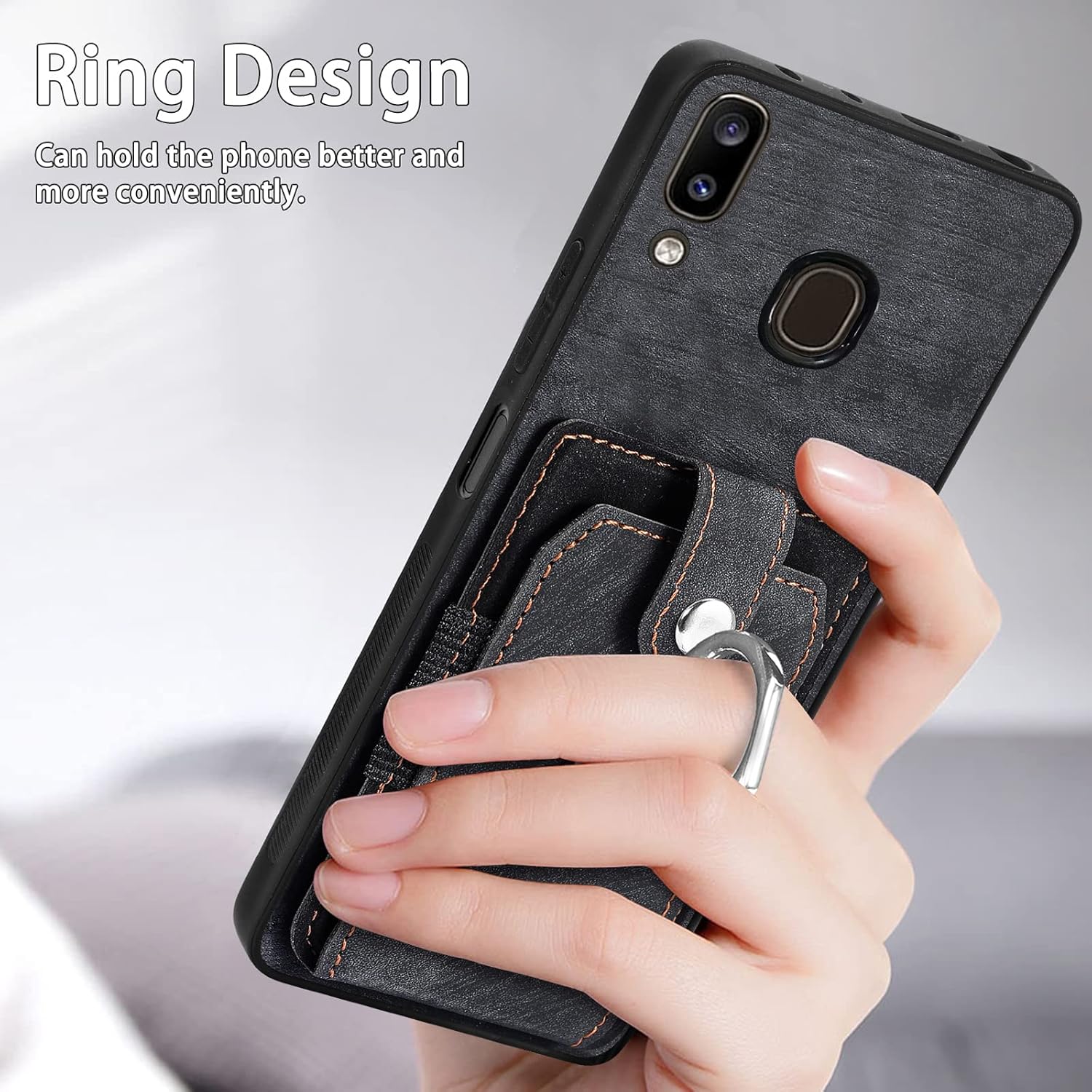 Asuwish Funda de teléfono para Samsung Galaxy A20 A30 con protector de pantalla de vidrio templado y soporte de anillo delgado, soporte para tarjeta