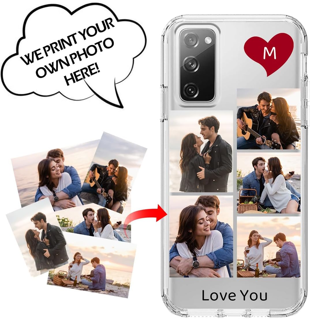 Funda personalizada para Samsung Galaxy S20 FE 5G con protector de pantalla de vidrio templado Imagen personalizada de collage de fotos 360,