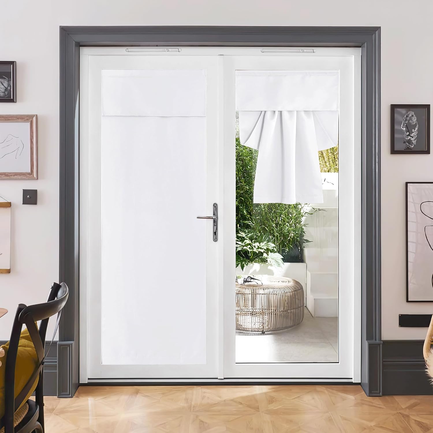RYB HOME Tricia – Cortinas opacas para puerta, autoadhesivas, longitud ajustable, cortinas de puerta francesa, aislamiento de privacidad, persianas