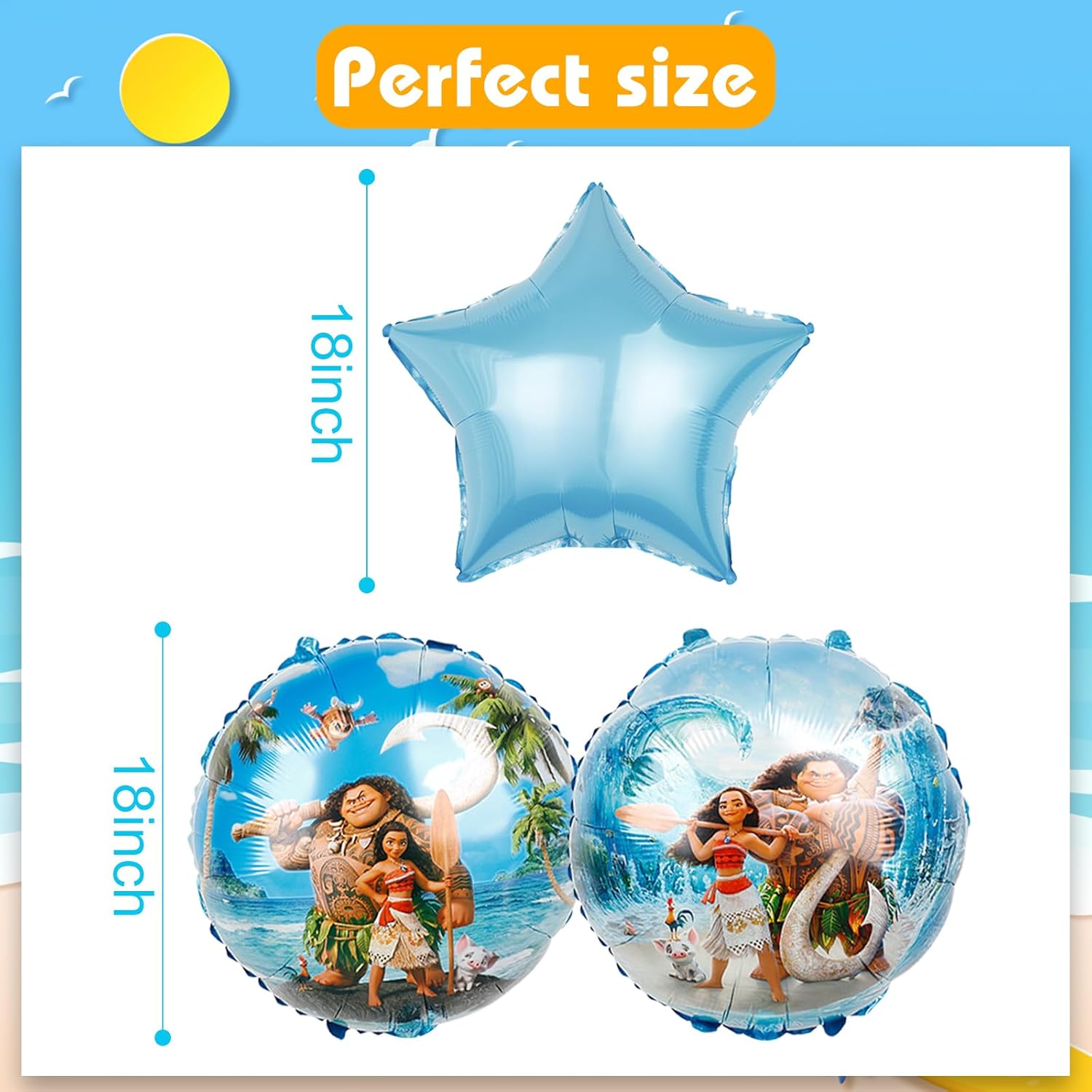 5 globos de aluminio de Moana, suministros para fiesta de 5 cumpleaños, decoración de fiesta de baby shower (5)
