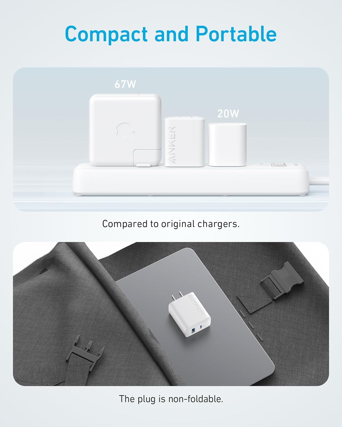 Anker Cargador para iPhone 15, cargador Anker USB C, paquete de 2 cargadores de pared rápidos USB de doble puerto de 20 W, bloque de cargador USB C