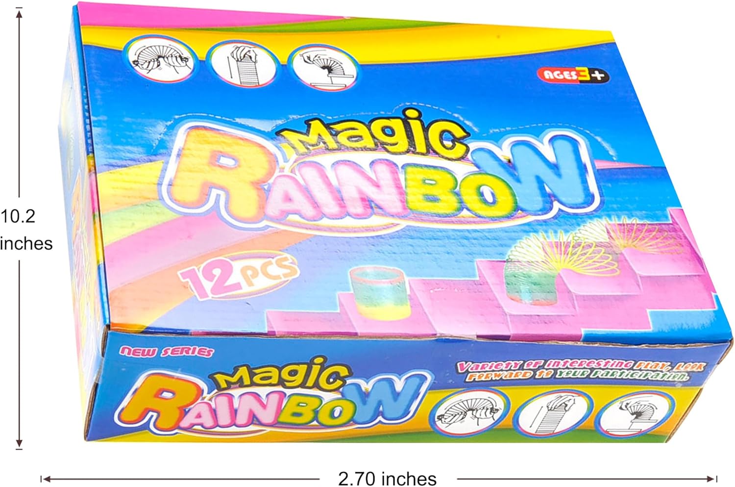 PowerTRC Paquete surtido de resortes mágicos arcoíris de 2.5 pulgadas, resortes coloridos vibrantes para entretenimiento sin fin, recuerdos
