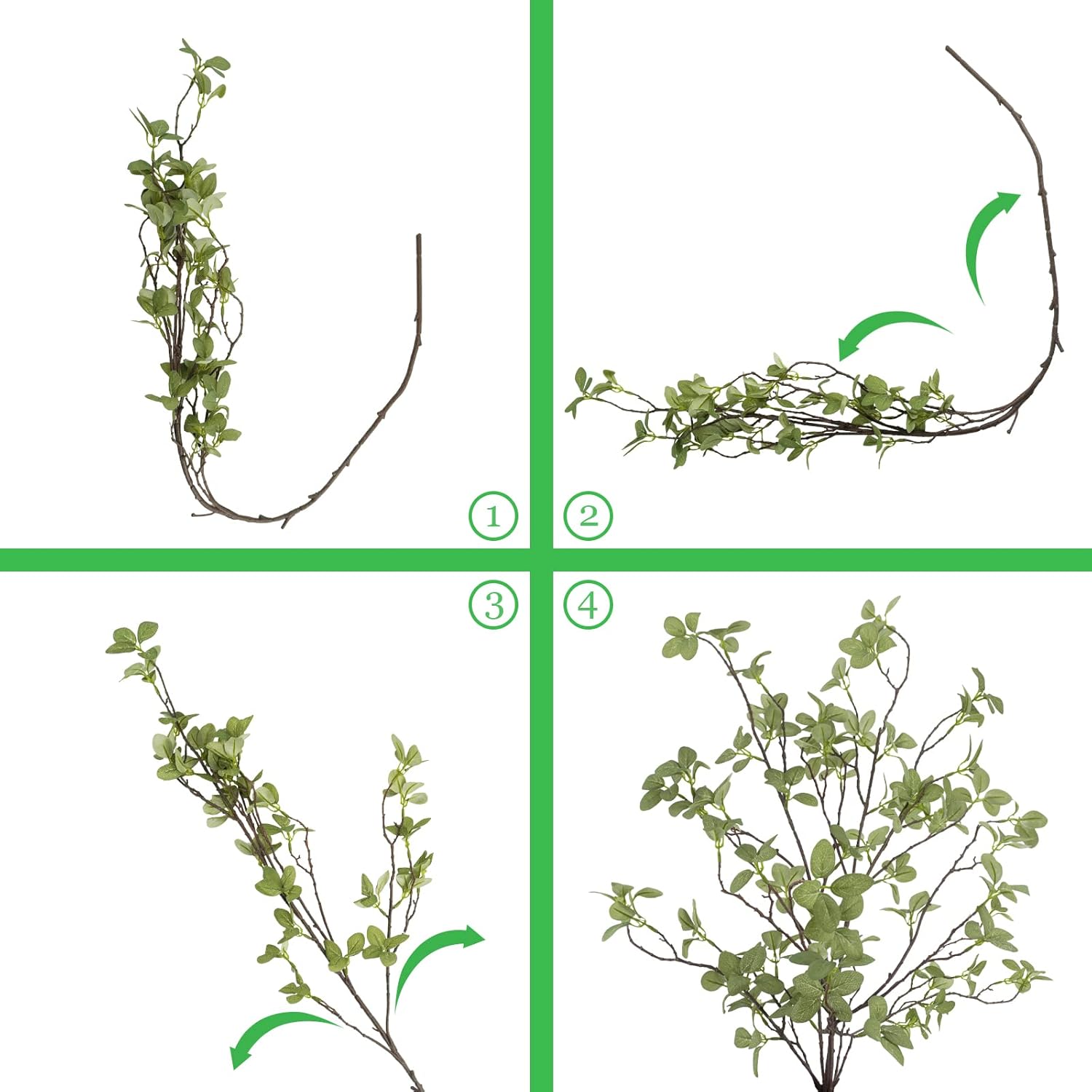 2 tallos de vegetación artificiales, 41.3 pulgadas de alto, ramas de plantas falsas, hojas de ramita de ficus para el hogar, jardín, tienda,