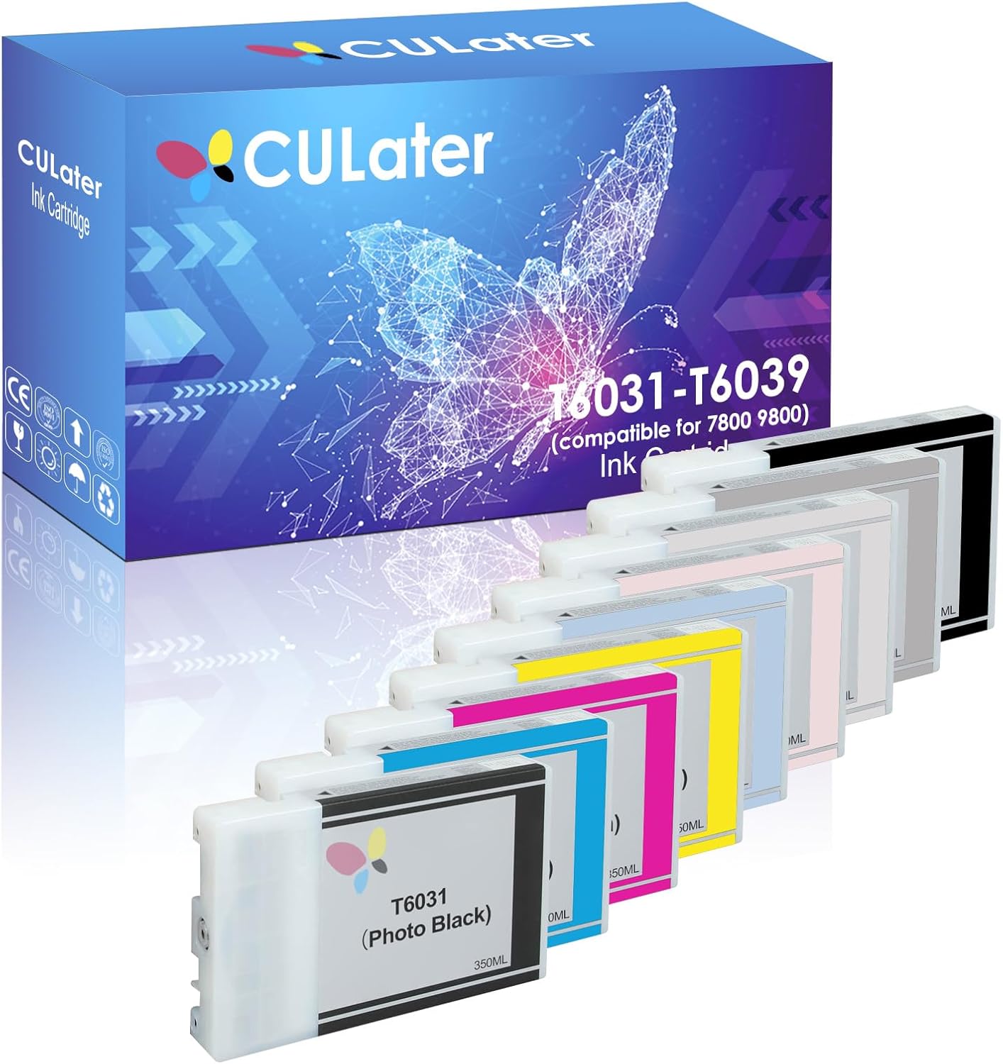 CULATER Cartucho de tinta remanufacturado T6031 T6032 T6033 T6034 T6035 T6036 T6037 T6038 T6039 repuesto para impresora Stylus Pro 7800 9800