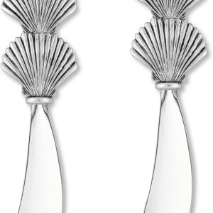 Juego de 2 cuchillos esparcidores de queso y mantequilla de aleación de zinc (conchas marinas) Juego de 2 cuchillos esparcidores de queso y mantequilla de aleación de zinc (conchas marinas)