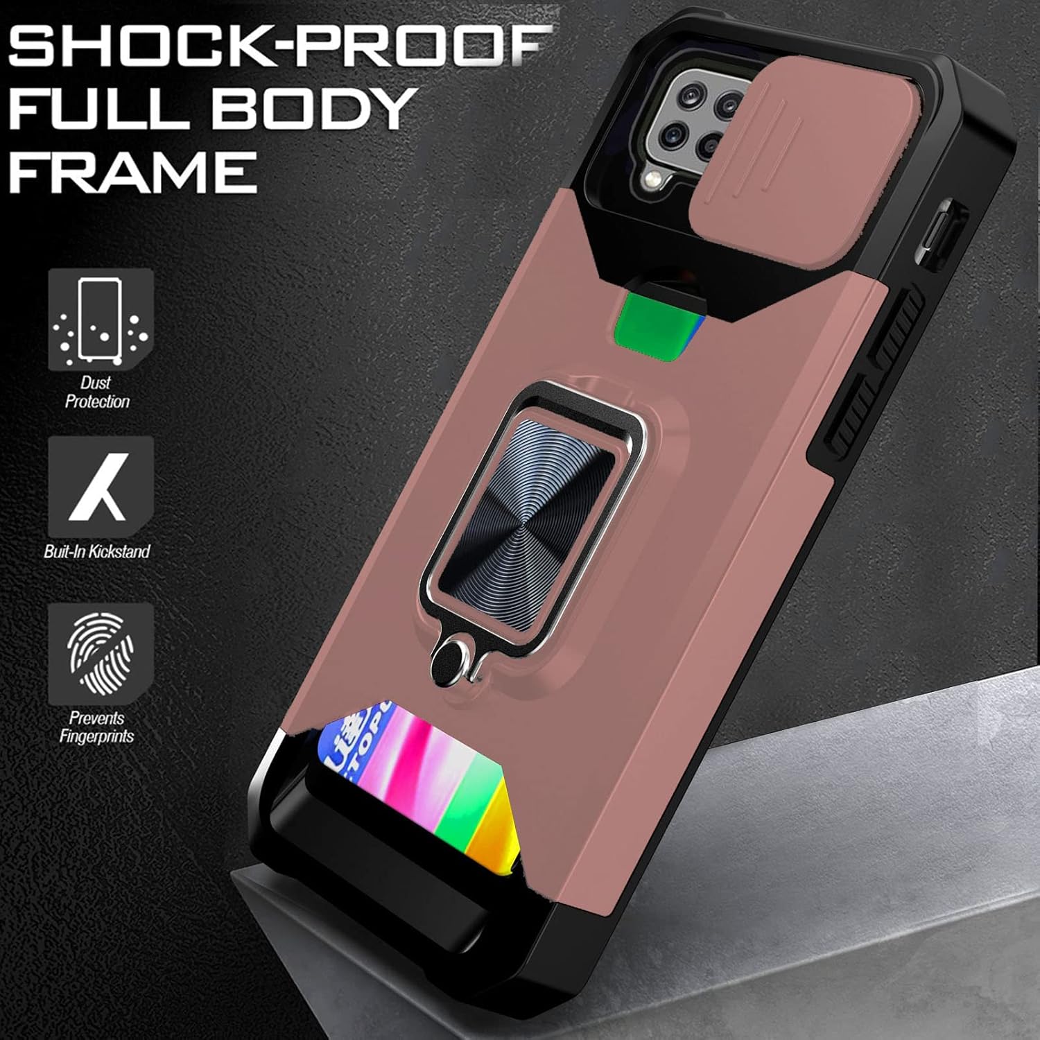 Asuwish Funda compatible con Samsung Galaxy A22 4G de 6.4 pulgadas y protector de pantalla de vidrio templado, soporte para tarjetas, funda delgada