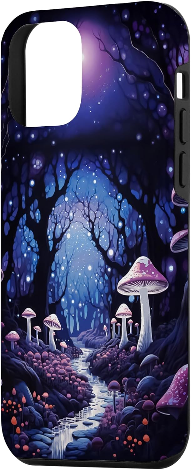 Carcasa estética para iPhone 12 mini con diseño de hongos mágicos y bosque de hadas Goblincore Fairycore