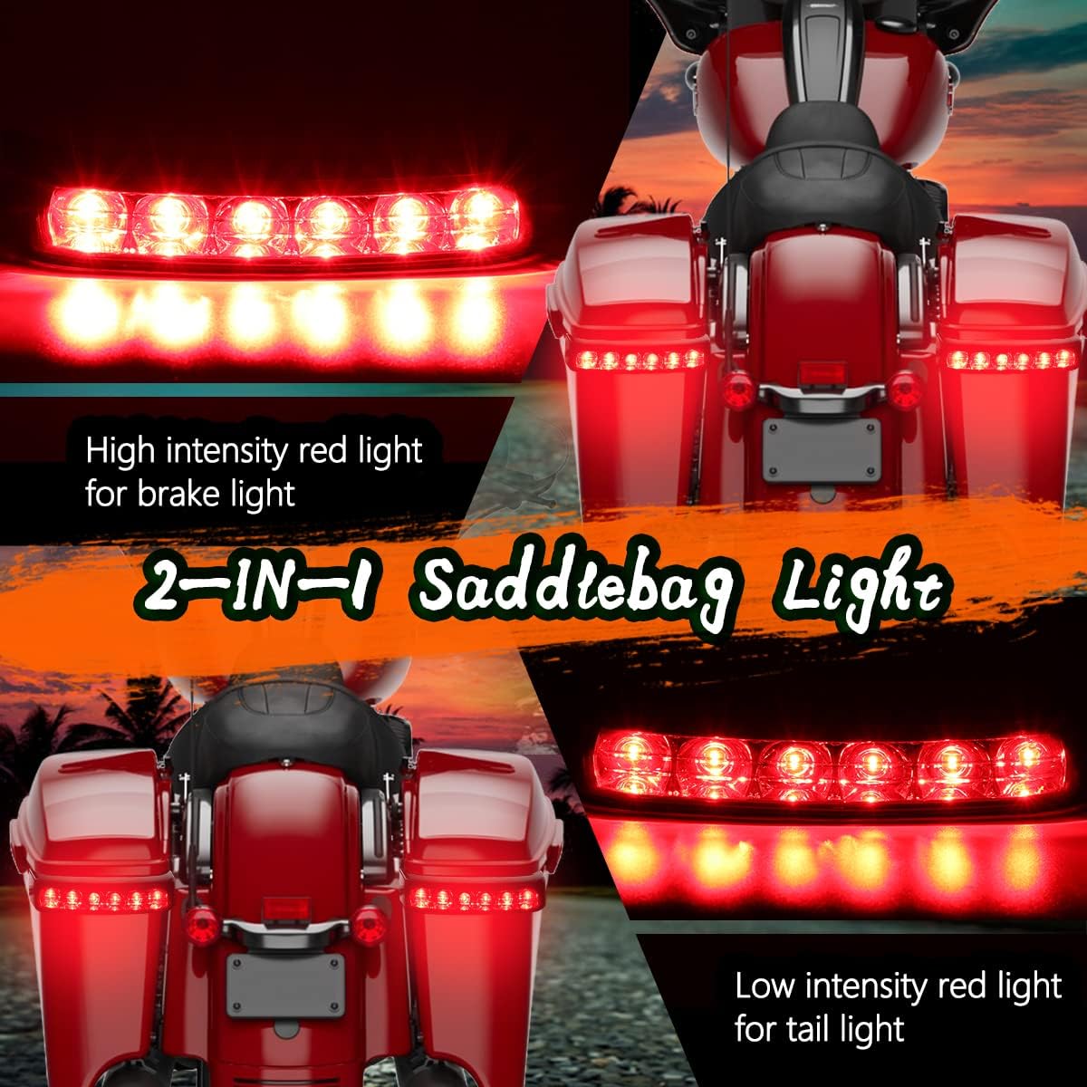 Luces traseras para bolsa de sillín, luz de freno trasera roja para Harley Touring, Sportster, Dyna, Street Glide Road King 2014-2022