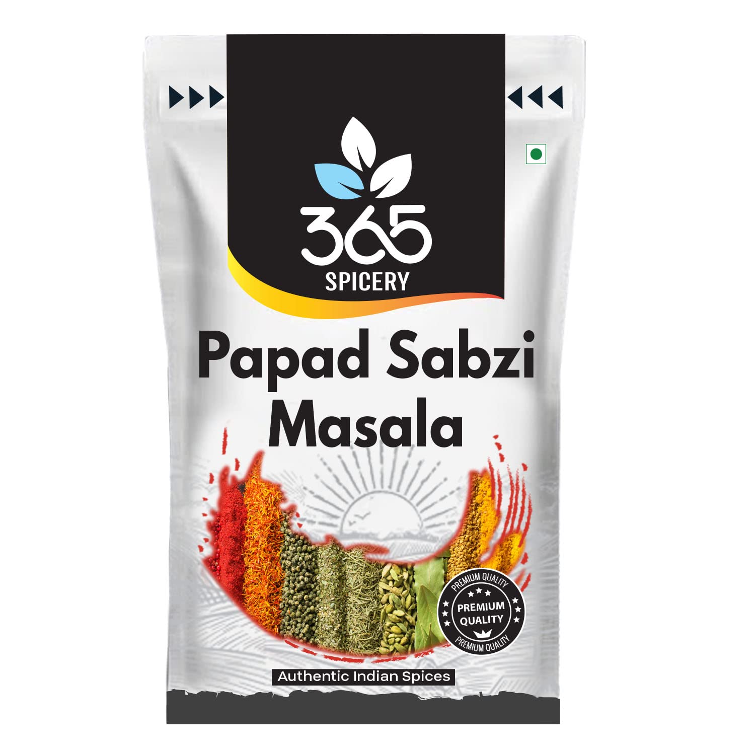 365 Spicery Papad Sabzi Masala I Pure & Hygiene I Vegano, totalmente natural, fácil de cocinar, hecho en casa, en polvo, para una cocina india