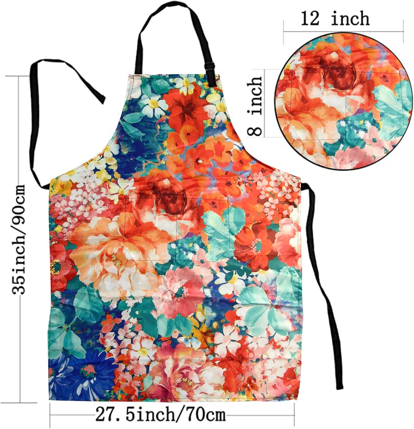 Sosolong Delantal ajustable impermeable con 2 bolsillos, delantales de cocina para mujeres, hombres, chef