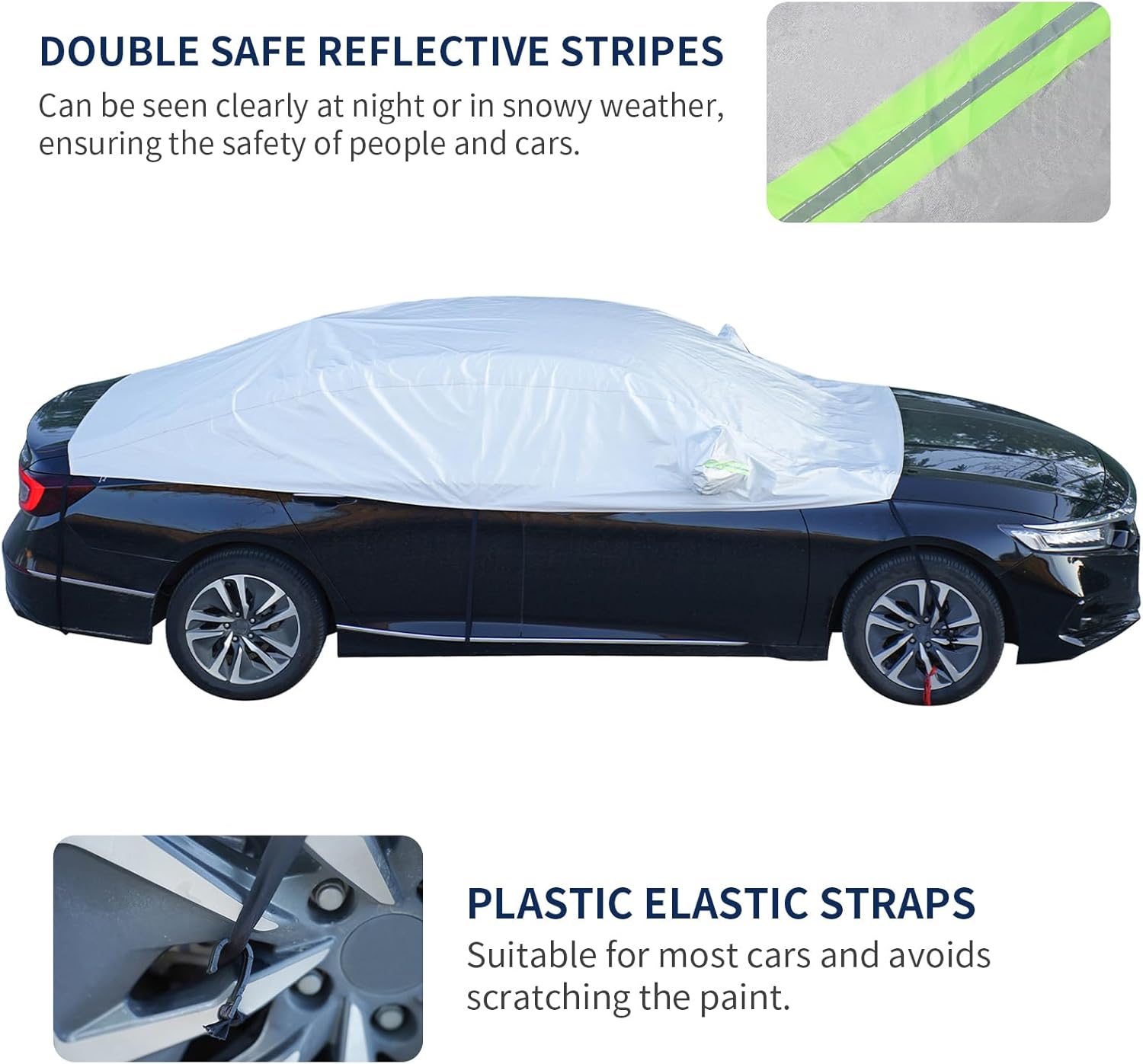 Hrozny Cubierta de nieve para automóvil, cubierta de medio automóvil, sedán, impermeable, para todo tipo de clima, cubierta de parabrisas de