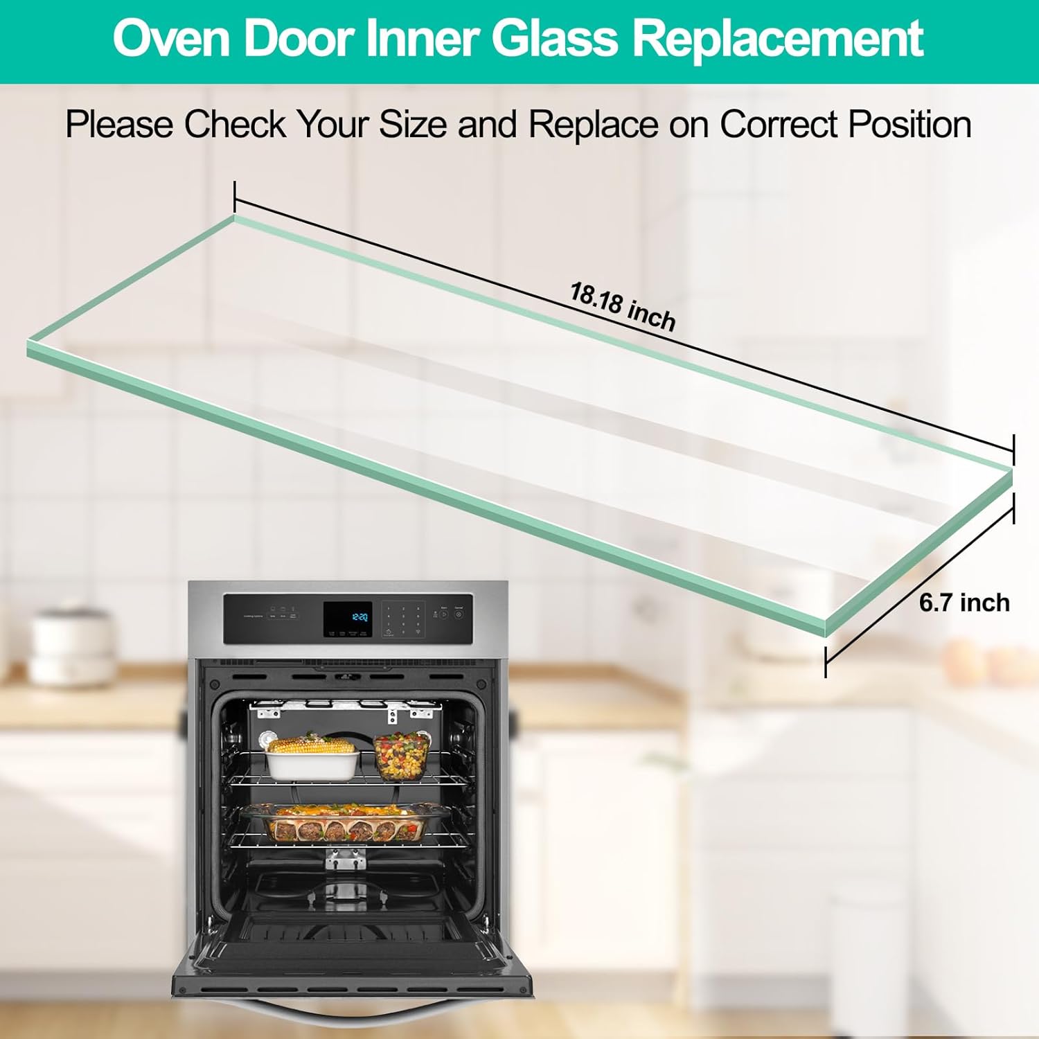 WP3169203 – Reemplazo de vidrio para puerta interior de horno compatible con Whirlpool KitchenAid – Vidrio de puerta de horno para horno de pared,